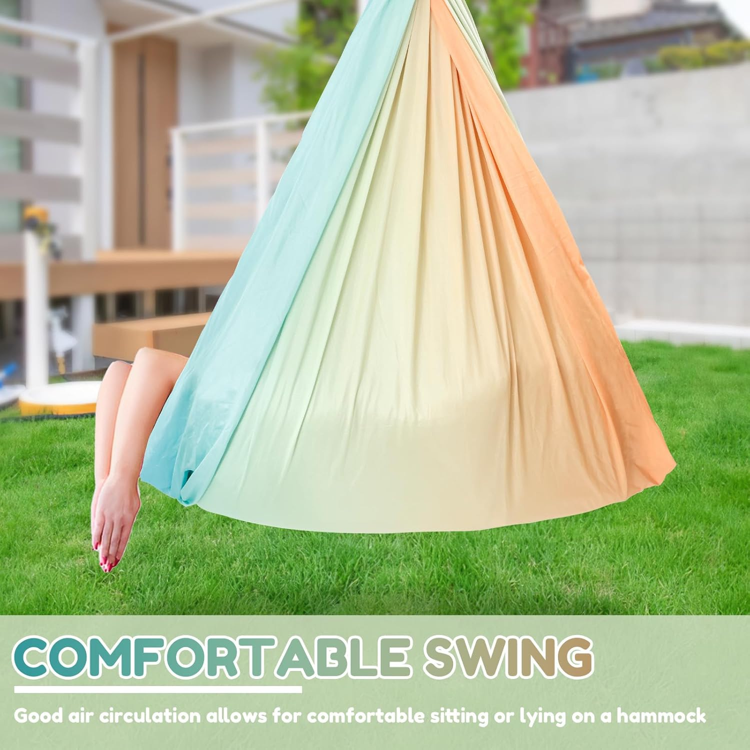 Awobepl Double Layer Kids Sensory Swing Holds up to 200 Lbs Indoor Sensory Swing Stretchfor Children Adults Indoor Outdoor Use image number 5