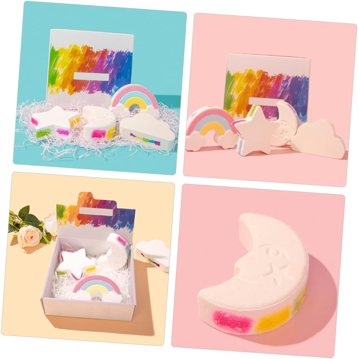 Anneome 4Pcs Rainbow Bath Salt Essential Oils for Relaxing Moisturizing Exfoliating Bathing For image number 6