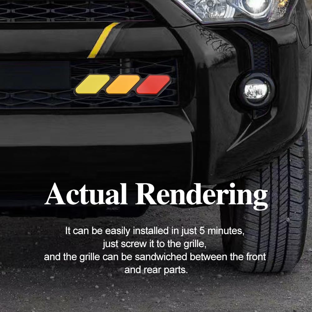 TRD 3-Color Upgrade Emblem, Grille Insert Trims, Tri-Color Badge Car Decoration Accessories Fit for Tacoma 4Runner Tundra Sequoia Rav4 Highlander (Yellow Orange Red) - Grey White image number 7