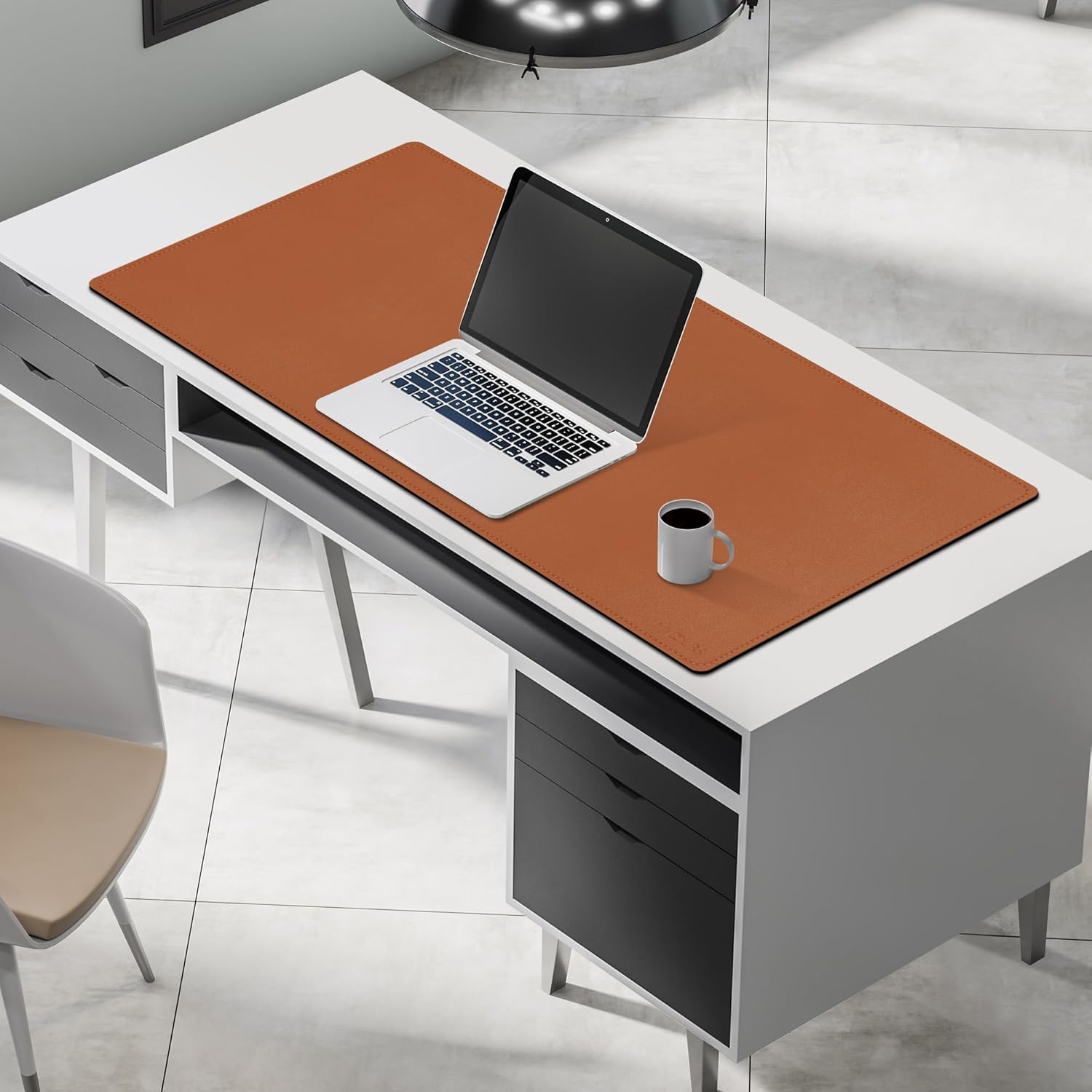 Mydours Dual-Sided Desk Pad, 100X50Cm Large Mouse Pad Natural Cork & PU Leather for Office and Home Work, Waterproof Computer Desk Mats Protector on the Top of Desks (Brown) image number 6