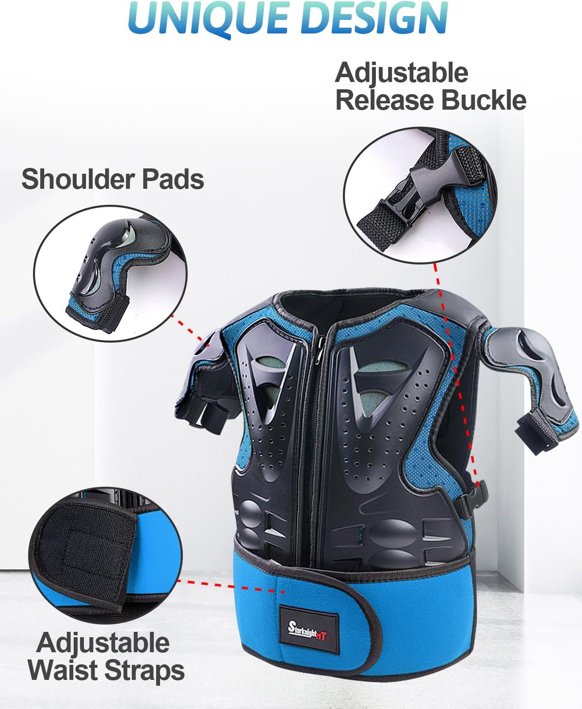 Starknightmt Kids Motorcycle Armor Suit Dirt Bike Gear Riding Protective Chest Spine Back Protector Shoulder Arm Elbow Knee Protector Pads for Cycling Skateboard,Skiing,Skating,Off-Road