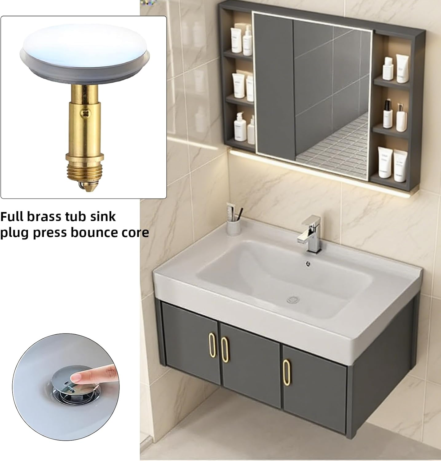 Hzqzaoan 2 Pack Bathroom Sink Drain Plug Stopper 38Mm - Chrome Click Clack Pop up Sink Plug for Bathroom Vanity, Universal Waste Drain Stopper Sink Plug for Kitchen/Bathroom Sink image number 5