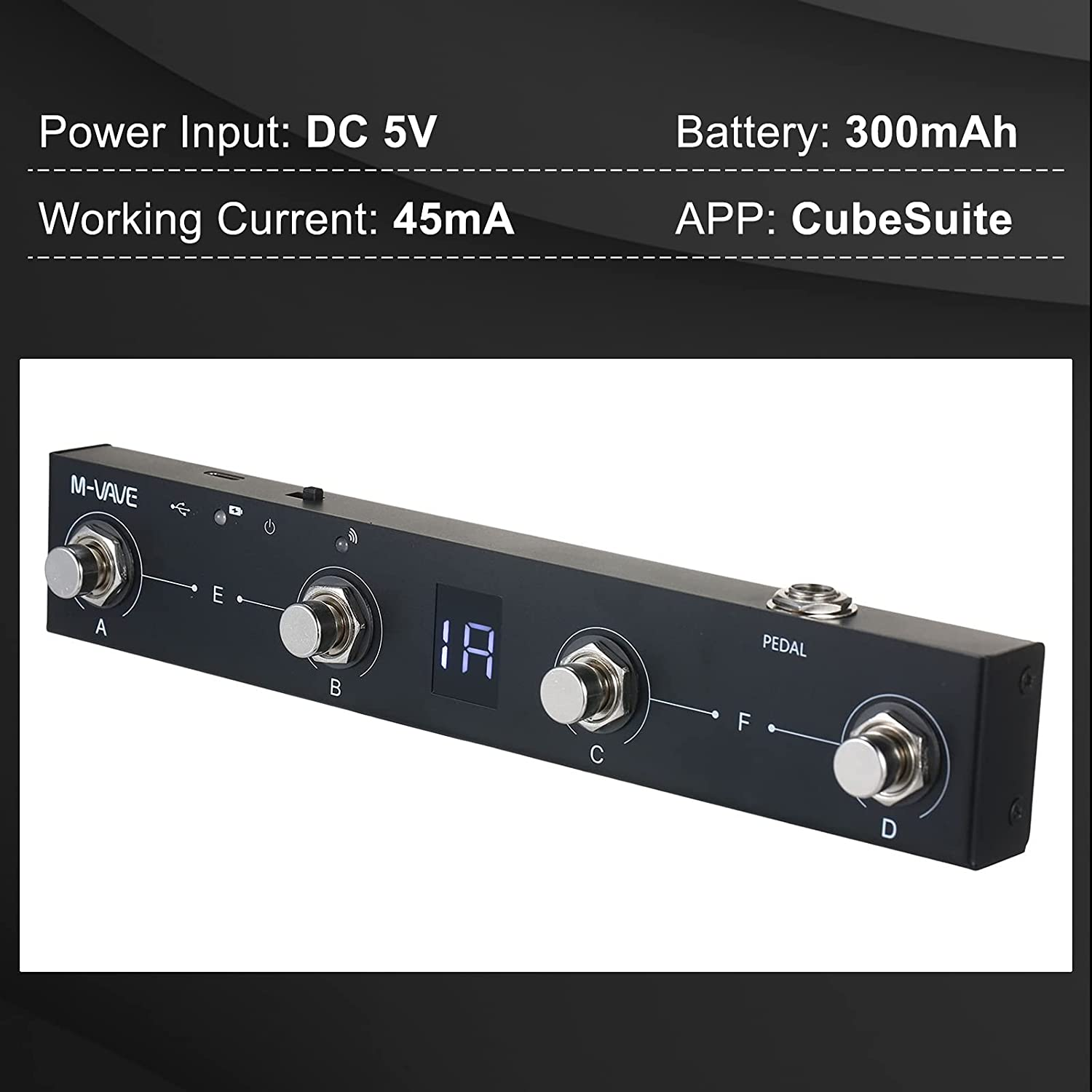 Controller Pedal, REFENG M-VAVE Chocolate BT Wireless MIDI Controller, Rechargeable 4 Buttons Portable MIDI Foot Controller Pedal APP Control image number 4