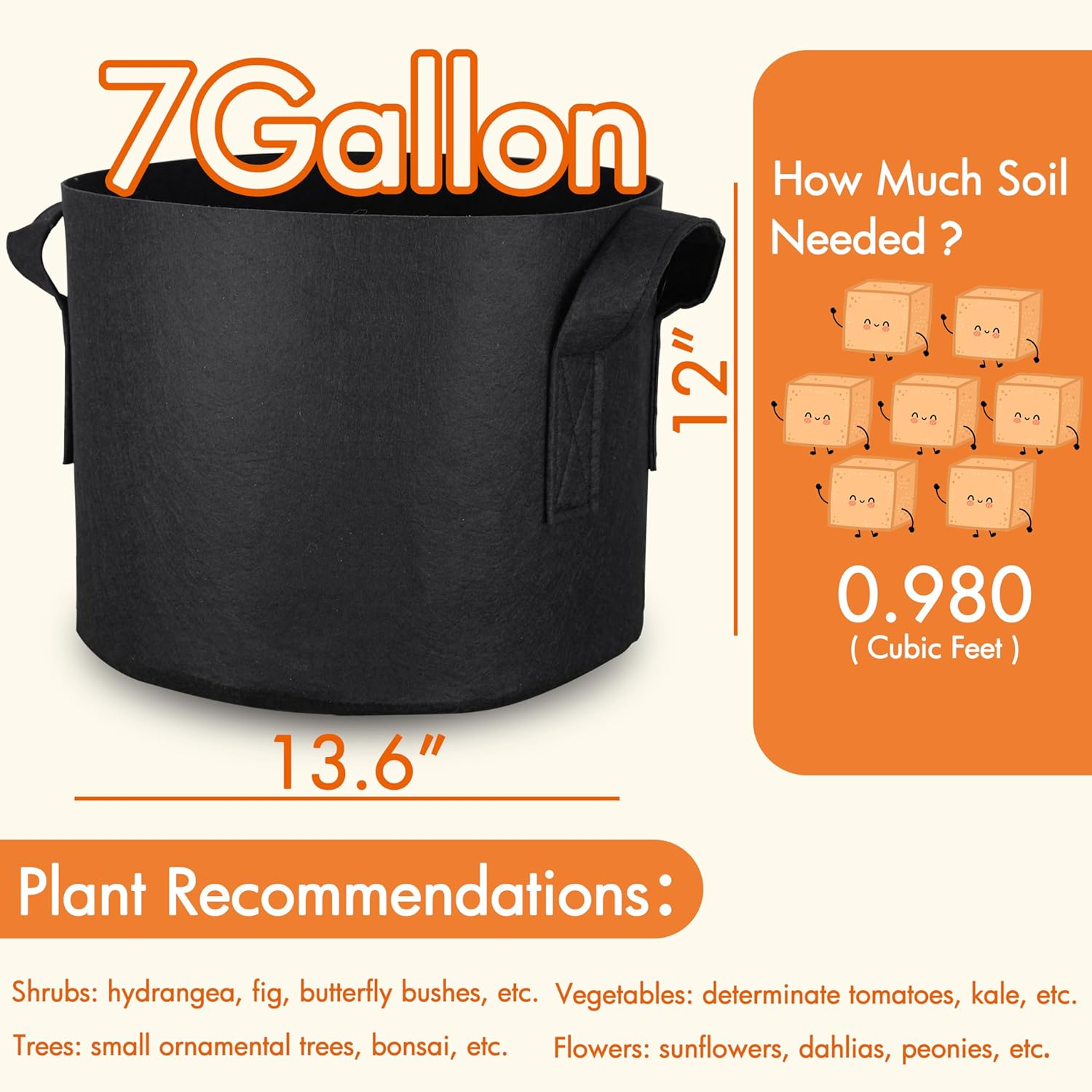 Gardzen 20-Pack 7 Gallon Grow Bags, Aeration Fabric Pots with Handles, Pot for Plants image number 2