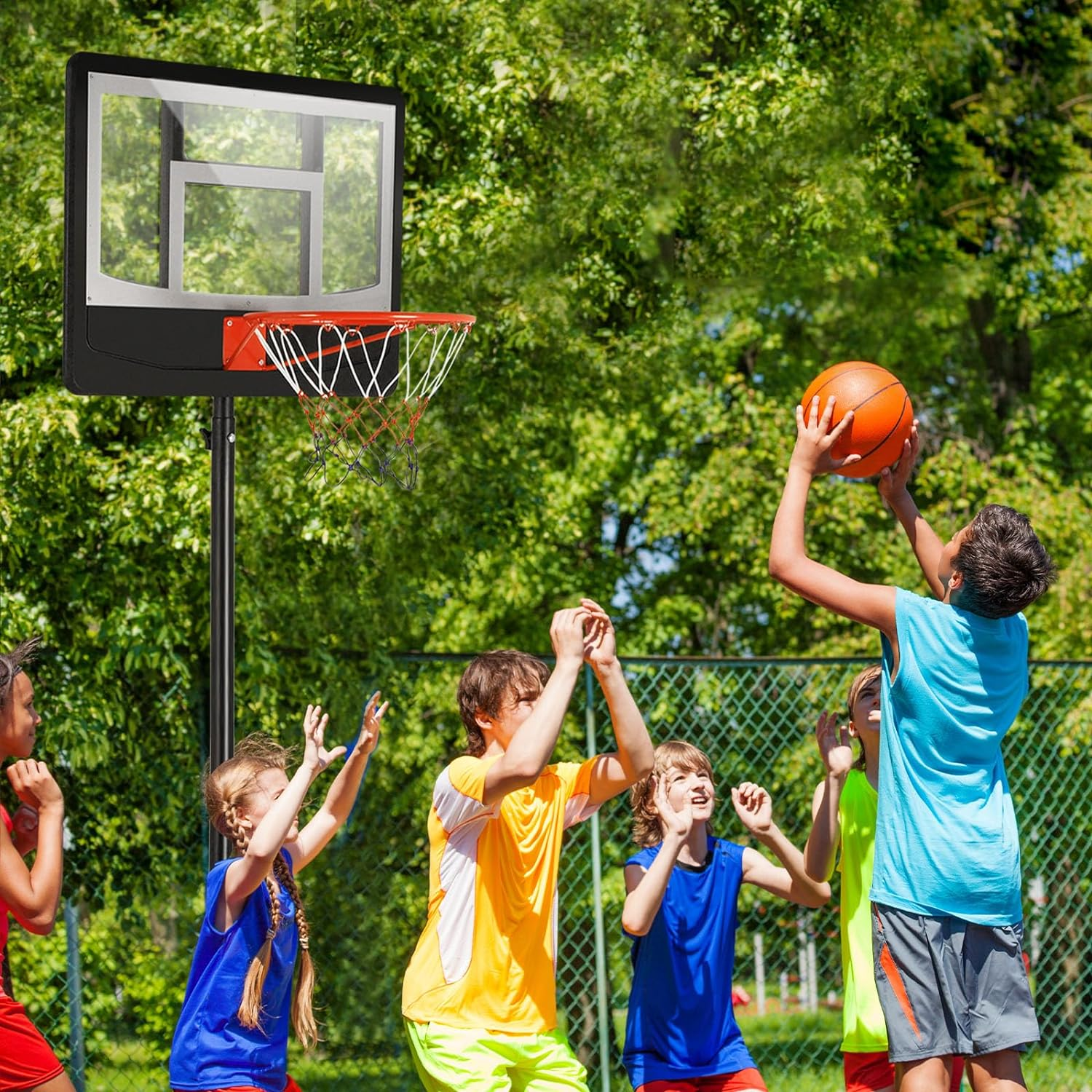OUROAD Basketball Hoop Stand, Height Adjustable Basketball System W/Wheels for Indoor Outdoor Use image number 3
