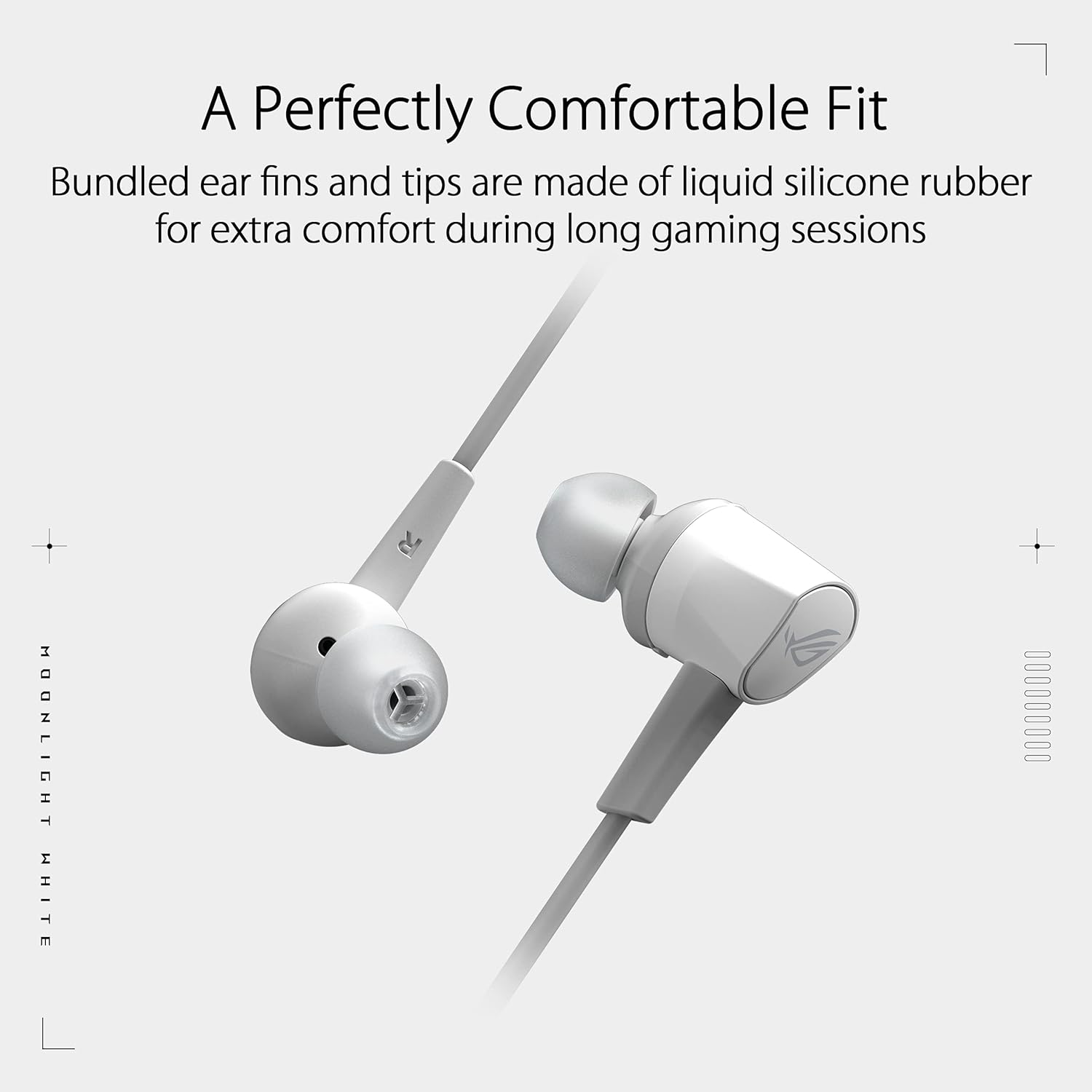 ASUS ROG Cetra II Core Moonlight White In-Ear Gaming Headphones (Liquid Silicone Rubber Drivers, 90&deg; Cable Connector, Hi-Res Audio, 3.5 Mm, for PC, Mac, PS4, PS5, Xbox One, Switch and Mobile Devices) image number 2