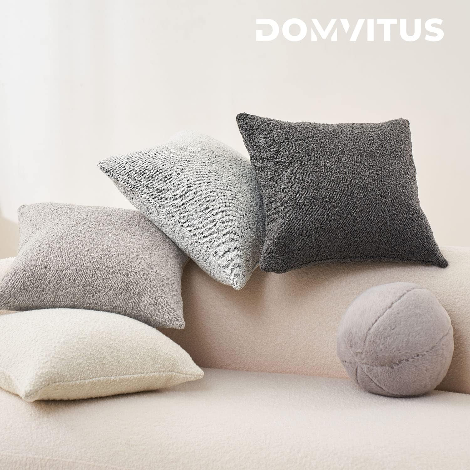DOMVITUS Boucle Pillow Covers 20X20 Luxury Throw Pillow Covers Decorative Pillows for Bed Sofa Pillows for Living Room Accent Couch Pillows Soft Cushion Case, 1PC, Graphite Grey image number 2