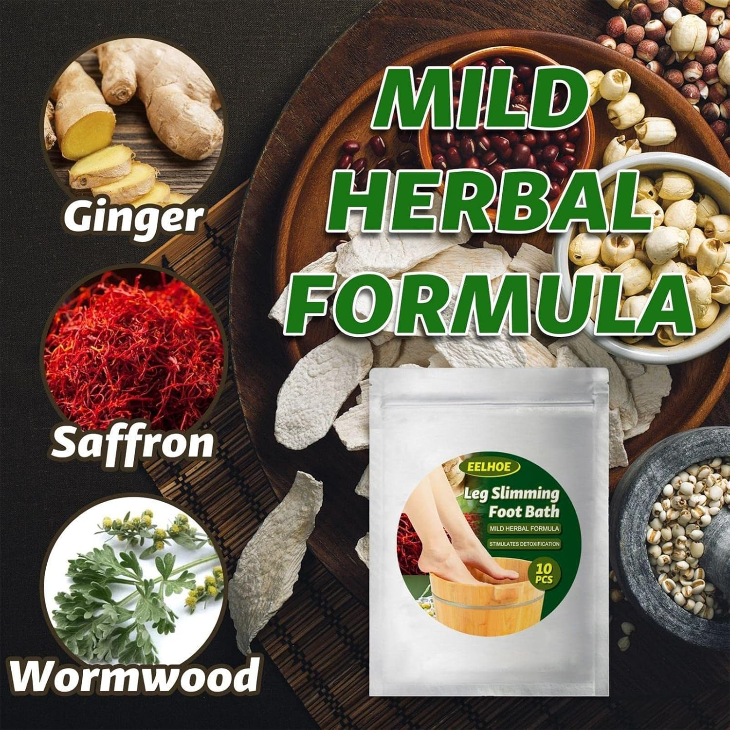 Foot Soaker Foot Powder,Chinese Medicinal Herbs Mugwort Herbal Bath Soak Bag Lymphatic Drainage for Feet Care Immunity Strengthen and Sleep Improval,Foot Therapeutic Herbal Bath Herbal Remedies image number 3