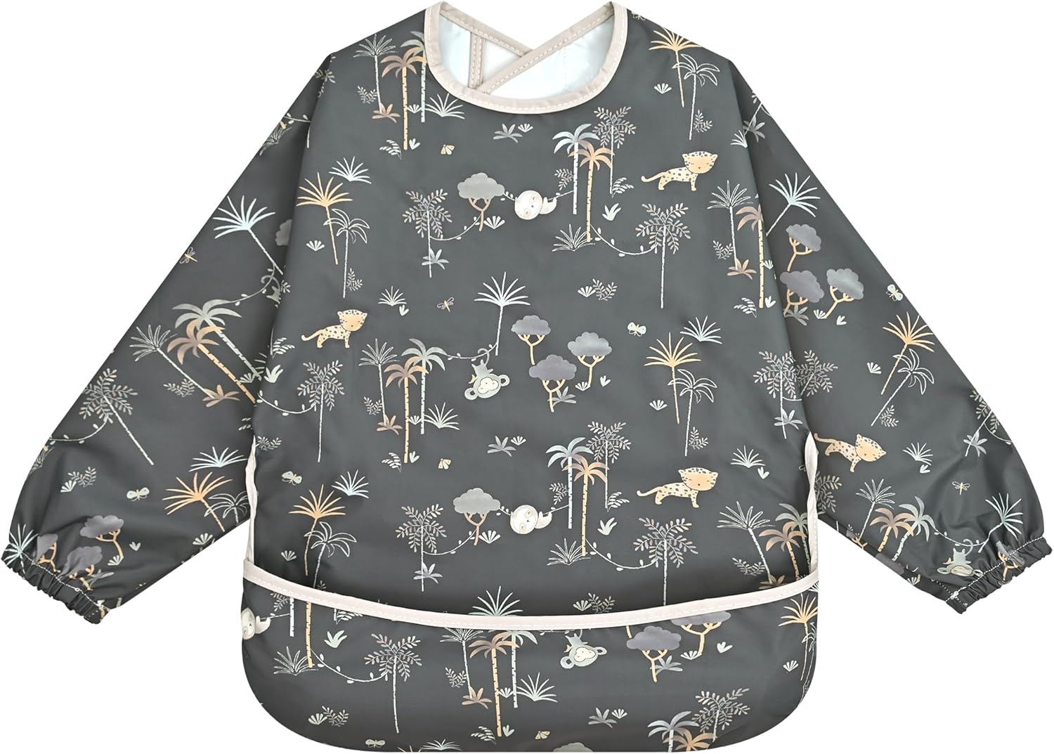 Little Dimsum Mess-Proof Baby Bibs|Infant Toddler Long Sleeve Waterproof Feeding Smock|Catching Food & Wipe Clean(Zoo)