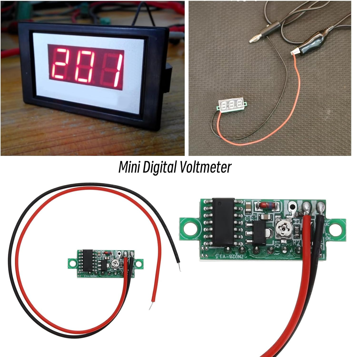 Emsea 5PCS Mini Digital Voltmeter with LED Display 2.5V - 30V Voltage Meter Voltage Measurement Module Voltage Tester Detector for Automobile Batteries image number 5
