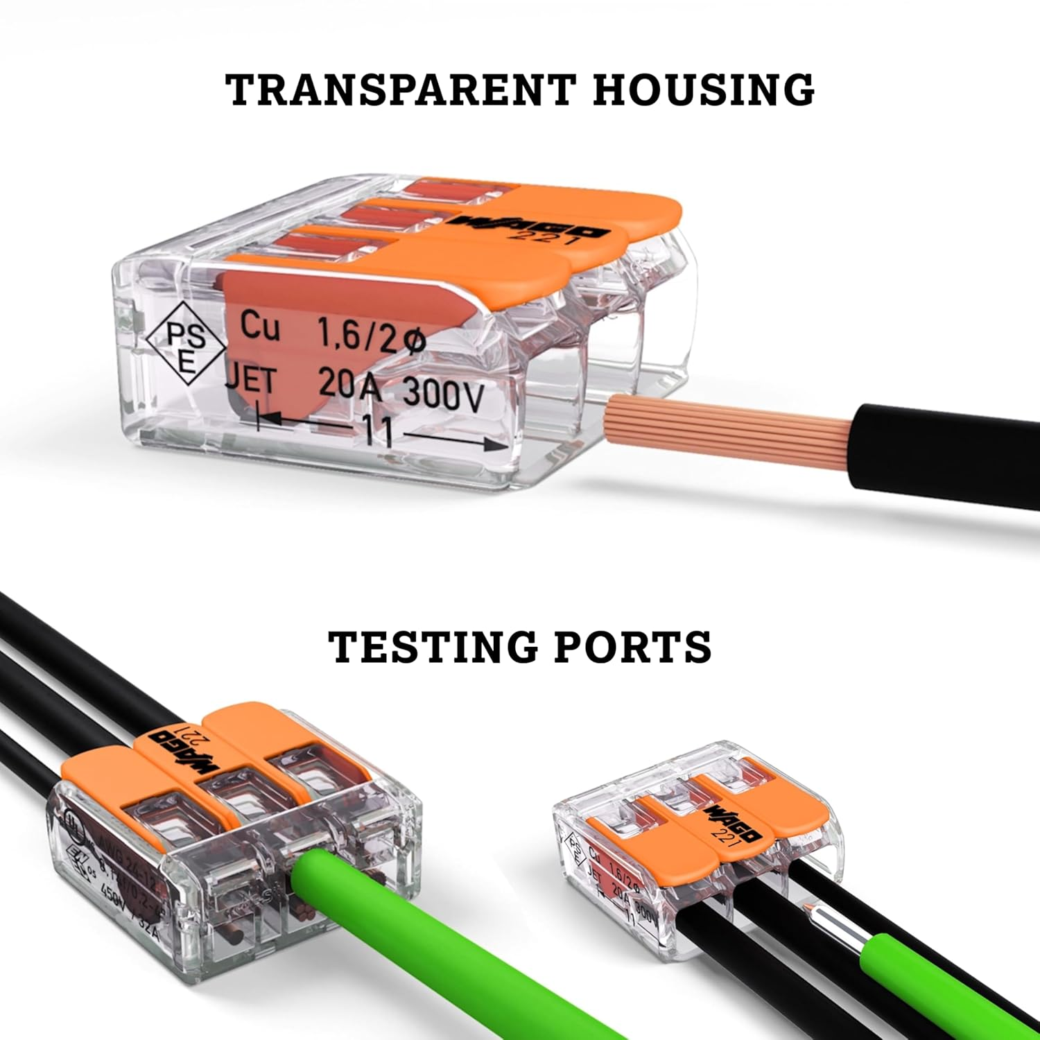 Wago 221-413 Lever-Nuts 3 Conductor Compact Connectors 50 PK image number 6