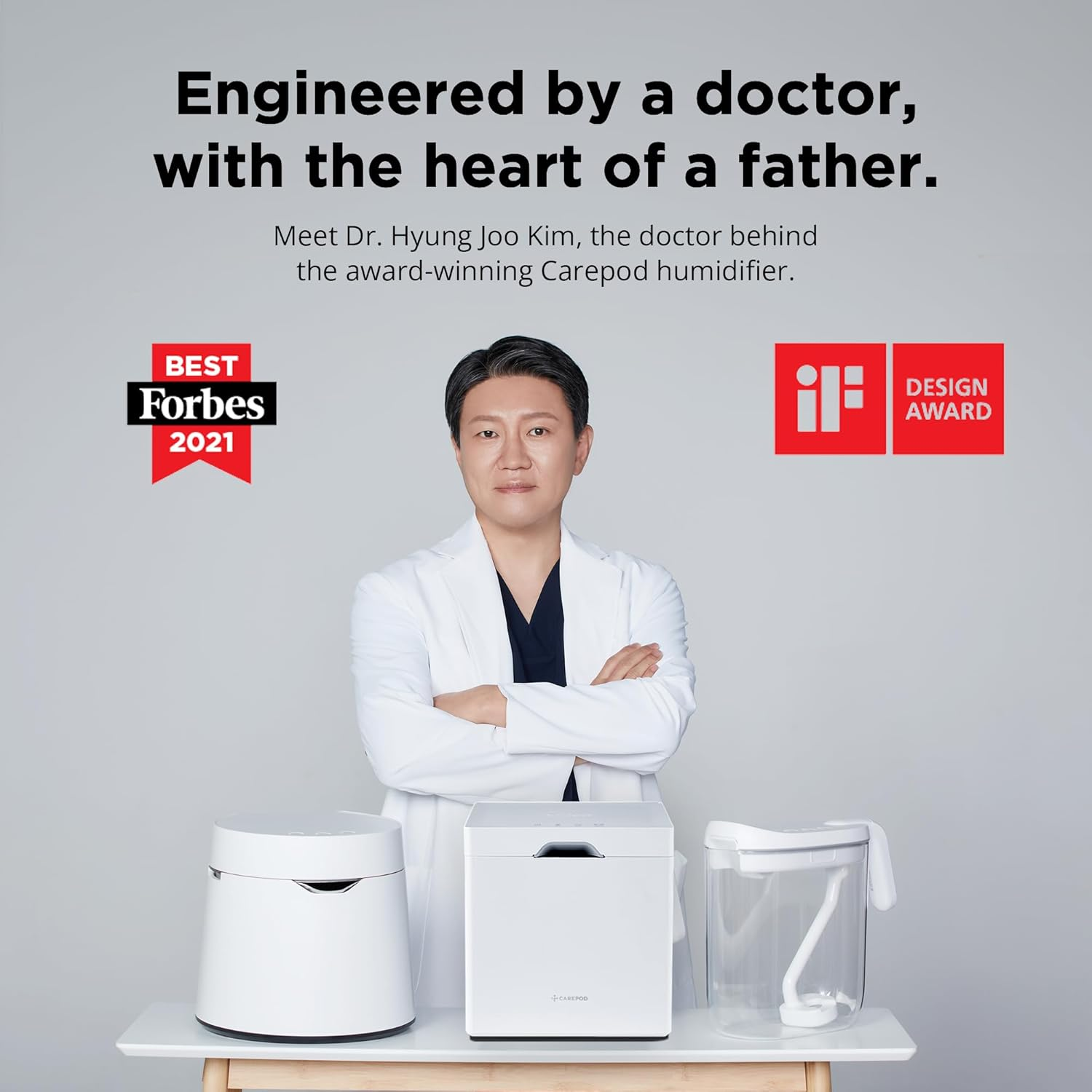 Carepod One 31S Stainless Steel Ultrasonic Cool Mist Humidifier Whisper-Quiet Easy Clean for Large Room 1Gal (4Liter), Only 3 Washable Parts, Auto Shut-Off image number 6