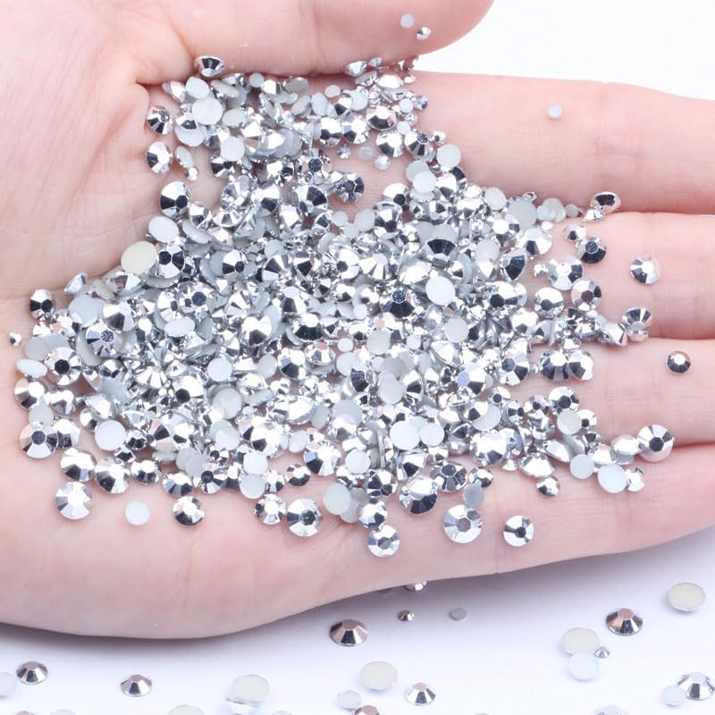 1440PCS Flatback Rhinestones Gems Champagne Gold Glass Crystal Rhinestones Gems for Nail Art/Face Decor/Craft 1.3-2.8MM (Champagne) - Lightblue image number 5