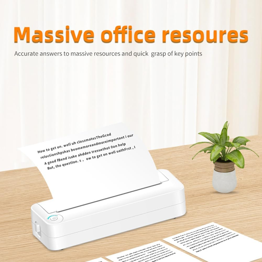 A4 Portable Paper Printer Thermal Printing Wireless BT Connect Compatible with Ios and Android Mobile Photo Printer Support 210Mm Wide for Outdoor Travel Home Office Printing Sketches Reports White image number 2