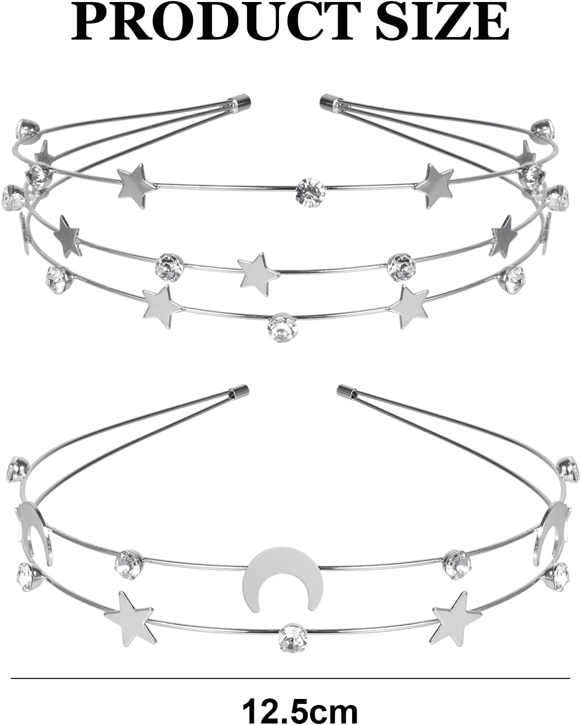 Yeomju Rhinestone Star Headband, Set of 2 Headband for Girls and Women, Flexible Design for Weddings and Celebrations, Elegant Handmade Stars Hair Band image number 6