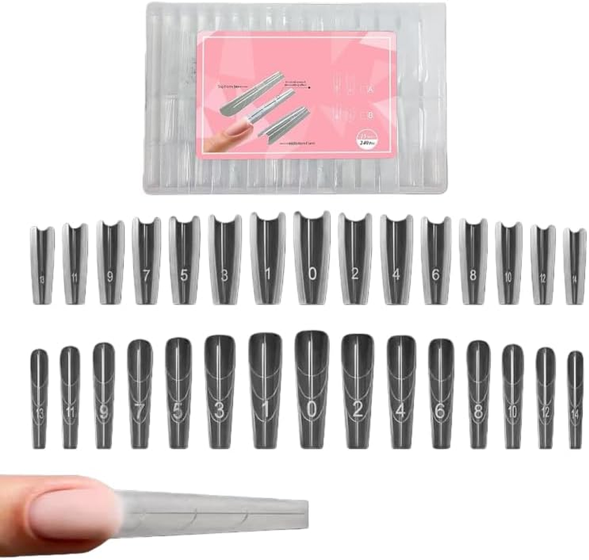 240PCS Sandwich Nail Form, Nail Forms for Gel Nails Extension, Professional Gel Nails Extension Forms Duals-Sided, Reusable Acrylic Molds Quick Building for Diys Art (Oval)