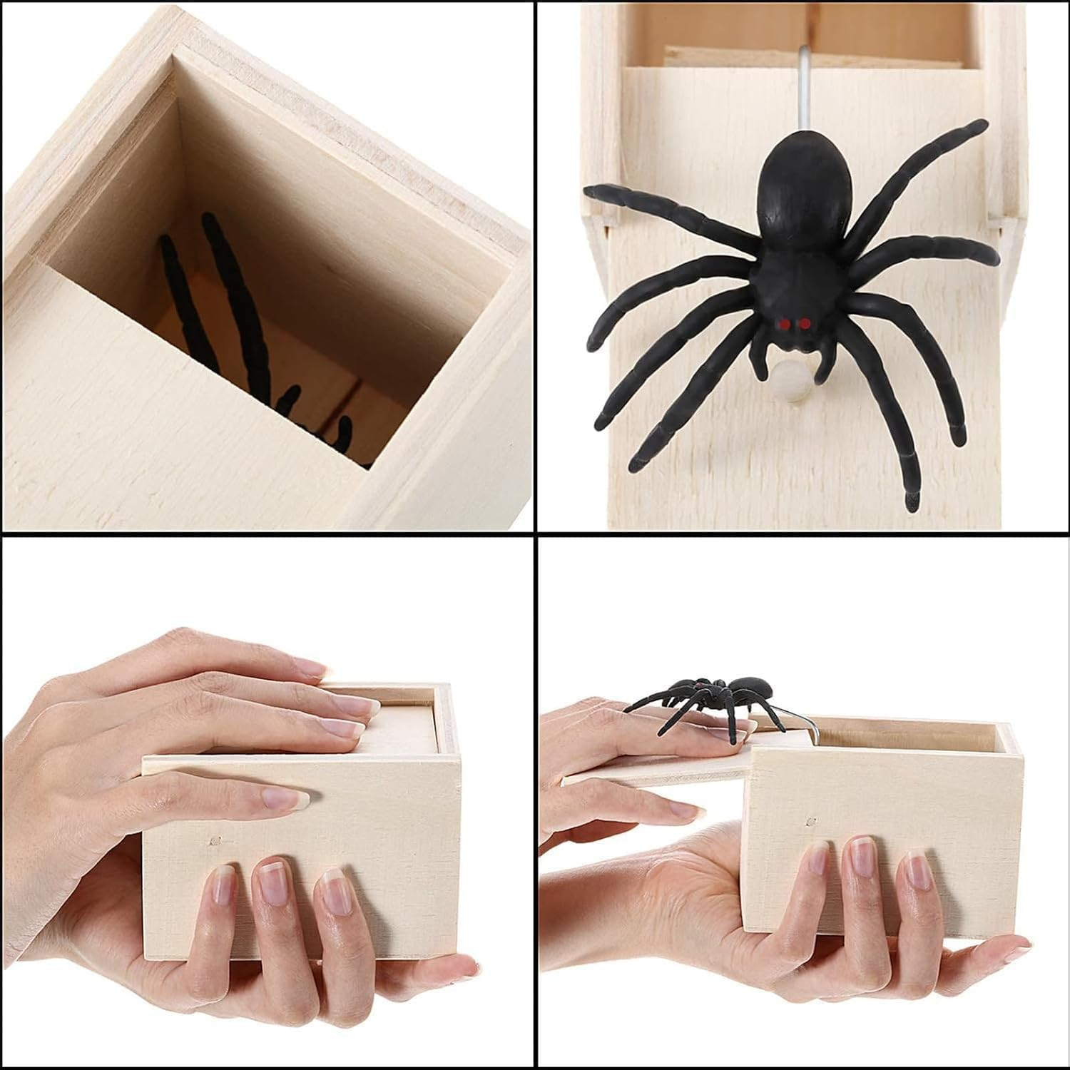 WADY Rubber Spider Trick Box, Fun Spider Money Surprise Box, Spider Prank Box, Spider Box Prank, Handmade Wooden Trick Surprise Box Spider Hidden in One Box Trick Toys image number 5
