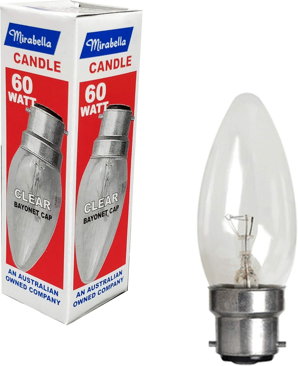 10 X 60W Clear B22 Candle Shaped Light Globes Bulbs Lamps Bayonet Incandescent image number 1