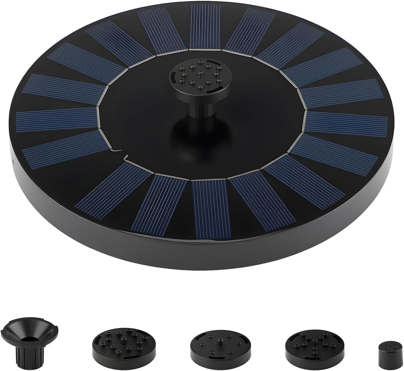 Solar Bird Bath Fountain, 1.4W Solar Powered Fountain Pump with 4 Nozzles, Submersible Pump for Small Pond, Garden Pool, Fish Tank, Outdoor Feature, Backyard Decor, Yard Accent image number 3