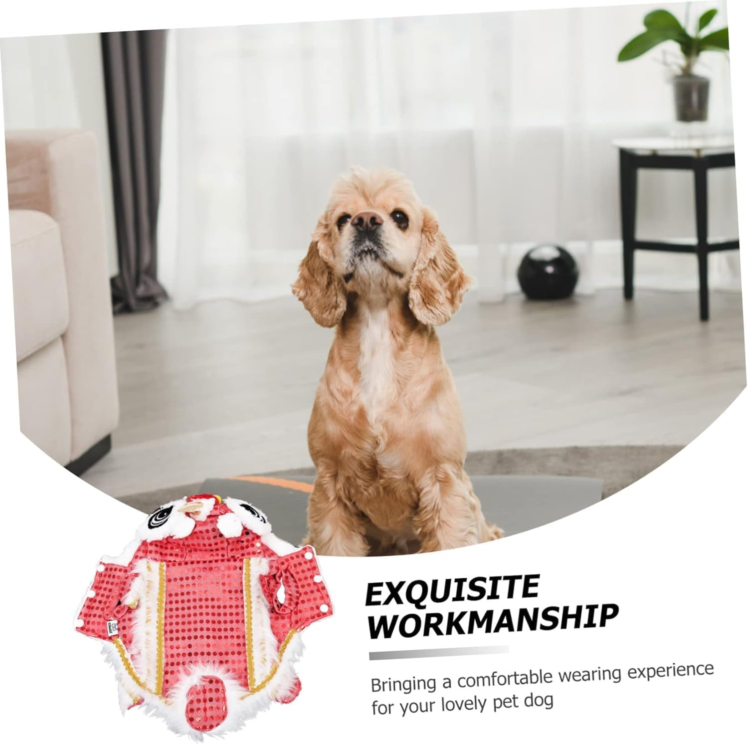 1Pc Clothes for Pets Wedding Cat Clothing Puppy Lion Costume Dog Dance Lion Clothes Dog Four Legs Hoodies Dance Lion Dog Costume New Year Cat Clothes Dress Festive Polyester image number 4