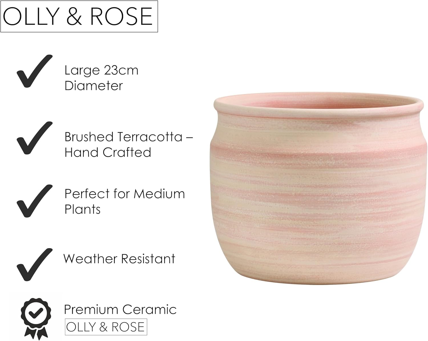Olly & Rose Large Terracotta Planter - Terracotta Plant Pot 23Cm image number 4