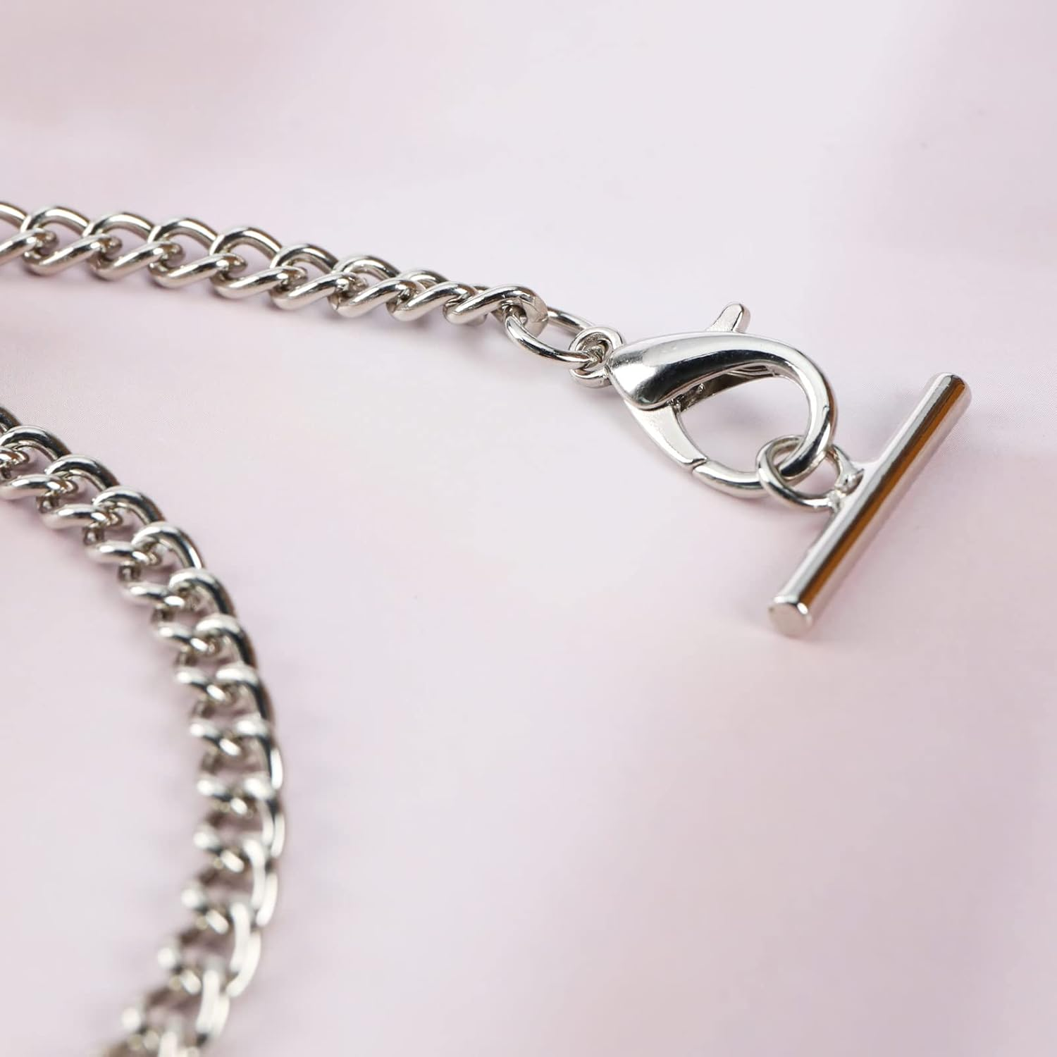 Emsea Pocket Watch Albert Vest Chain with T Bar & Lobster Clasps Plating 14 Inch Classic Metal Watch Chain Link & Pocket Watch Stand Single Link Vest Belt