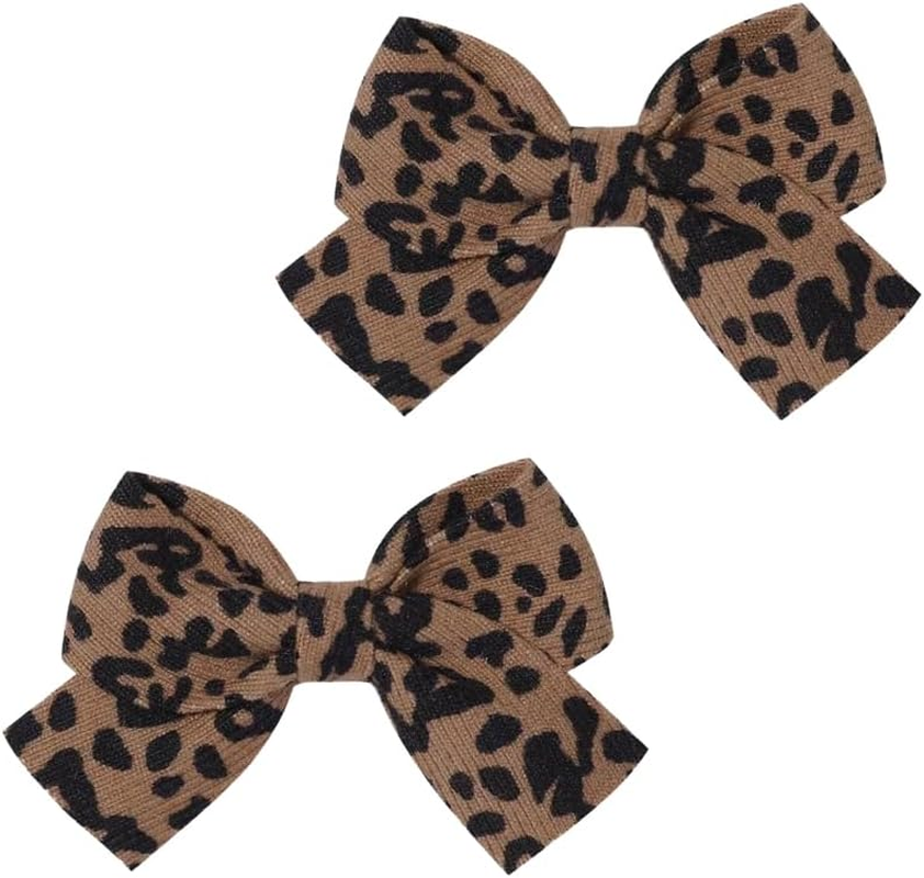 Baby Hair Clips for Girls, Leopard Baby Clip Bows,Toddler Girl Hair Accessories for Kids Fully Lined Polka Dot Alligator Clip Baby Barrettes,Packed in Pairs[K] image number 1