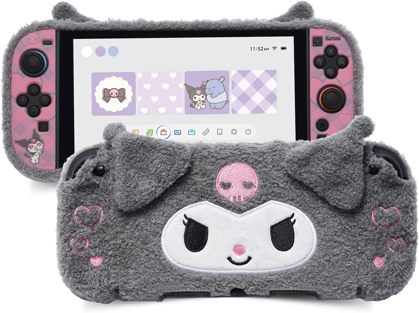 Kuitmor Cute Plush Protective Case Compatible with Switch 2 (2025), Anti-Scratch and Shock-Absorption Hard PC Shell Cover for Switch 2 Game Console and Joystick Controller - KLM image number 6