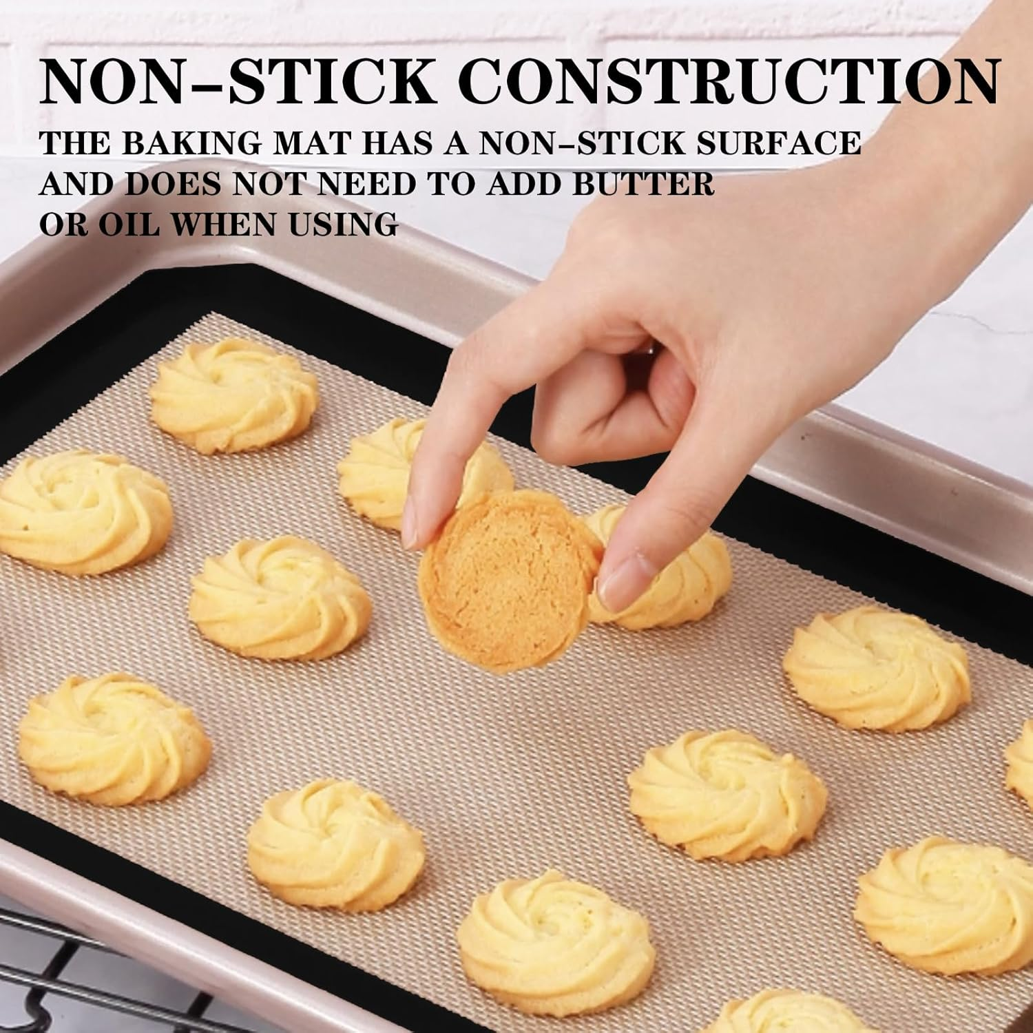 Silicone Baking Mats, Non-Stick, Food-Safe Mats for Easy Baking, Roasting, and Food Preparation, Pack of 3, Oven-Safe up to 249 Degrees Celsius, Fits Half-Sheet Size Pan image number 2