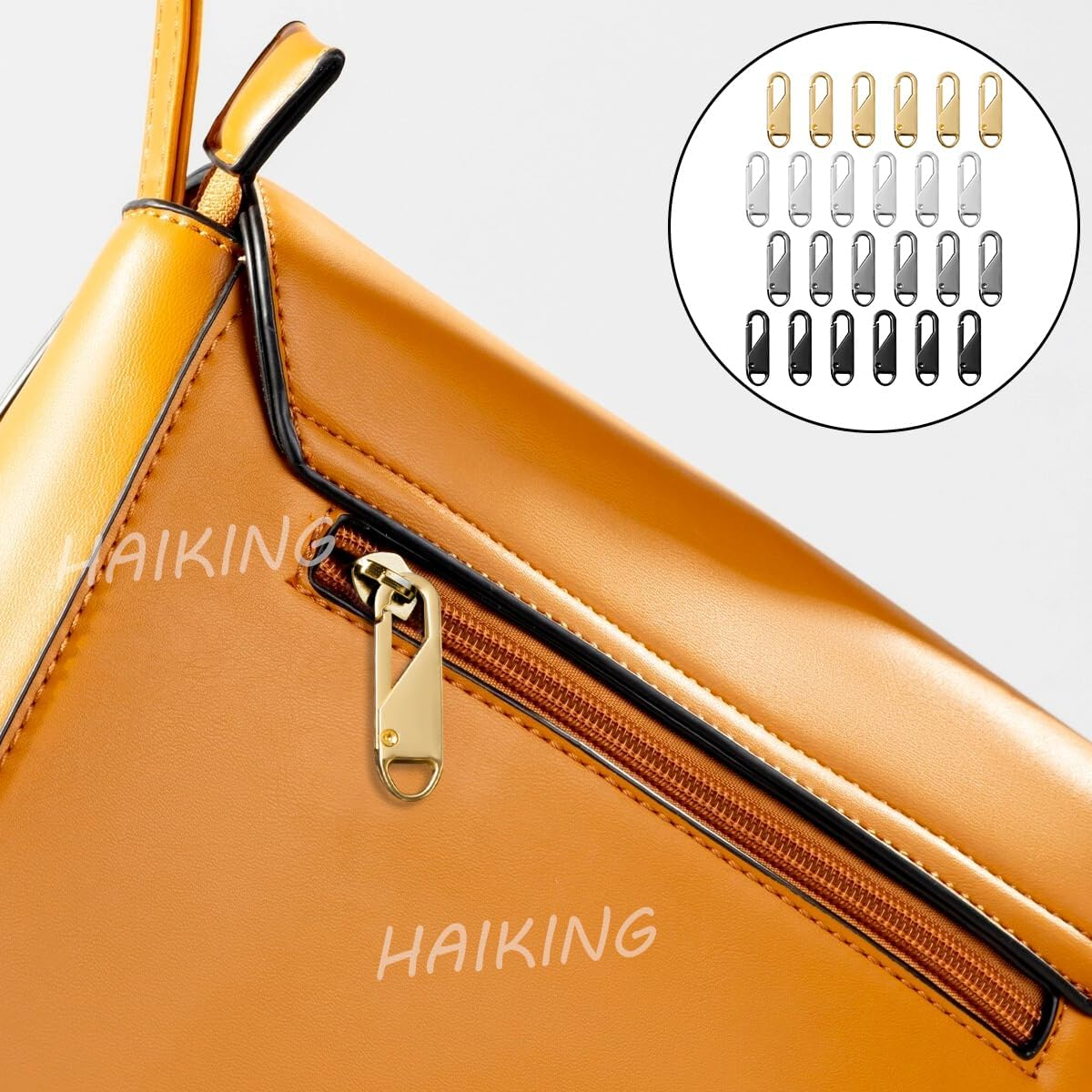 HAIKING Replacement Metal Zipper, 24 PCS Universal Detachable Zipper Pull Kit for Suitcases, Coat, Boots, Jacket, Backpacks (4 Colors) image number 4