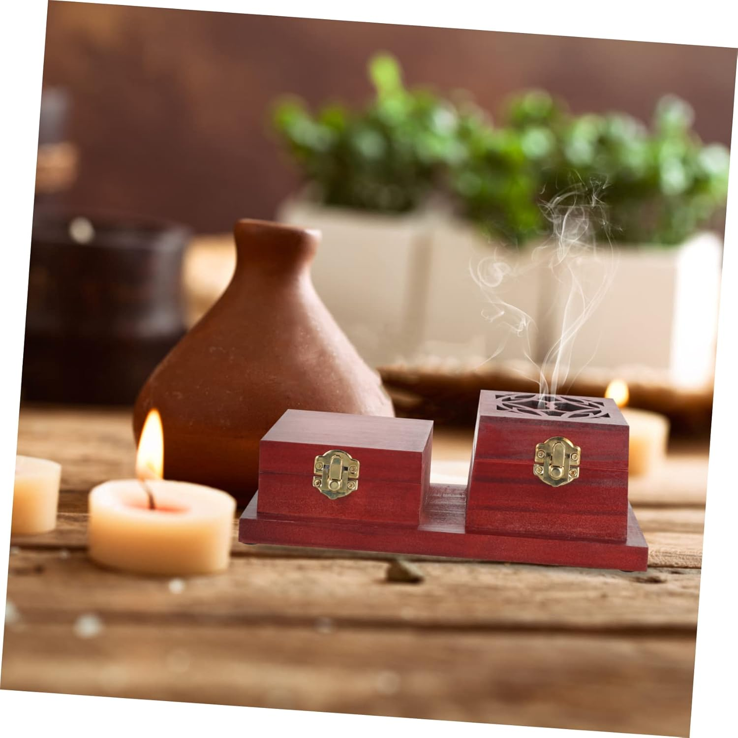 Wooden Incense Holder Japanese Style Desktop Aroma Diffuser Incense Burner Ash Tray image number 2