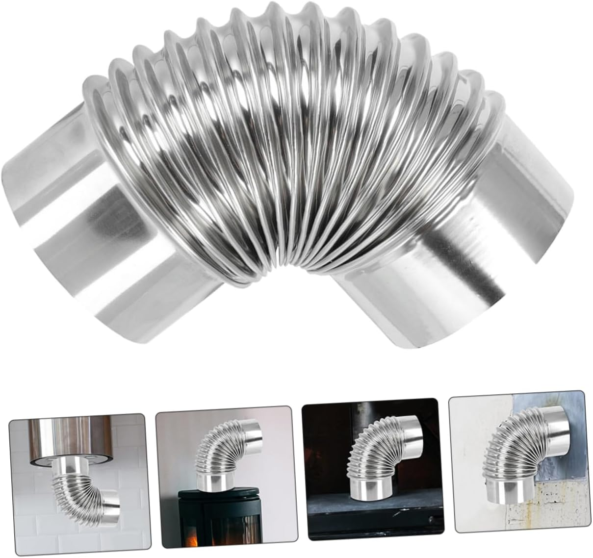 Generic Easy Install 90 Degree Metal Stove Elbow Sturdy Stainless Steel Chimney for 6 Inch Wood Stove image number 5