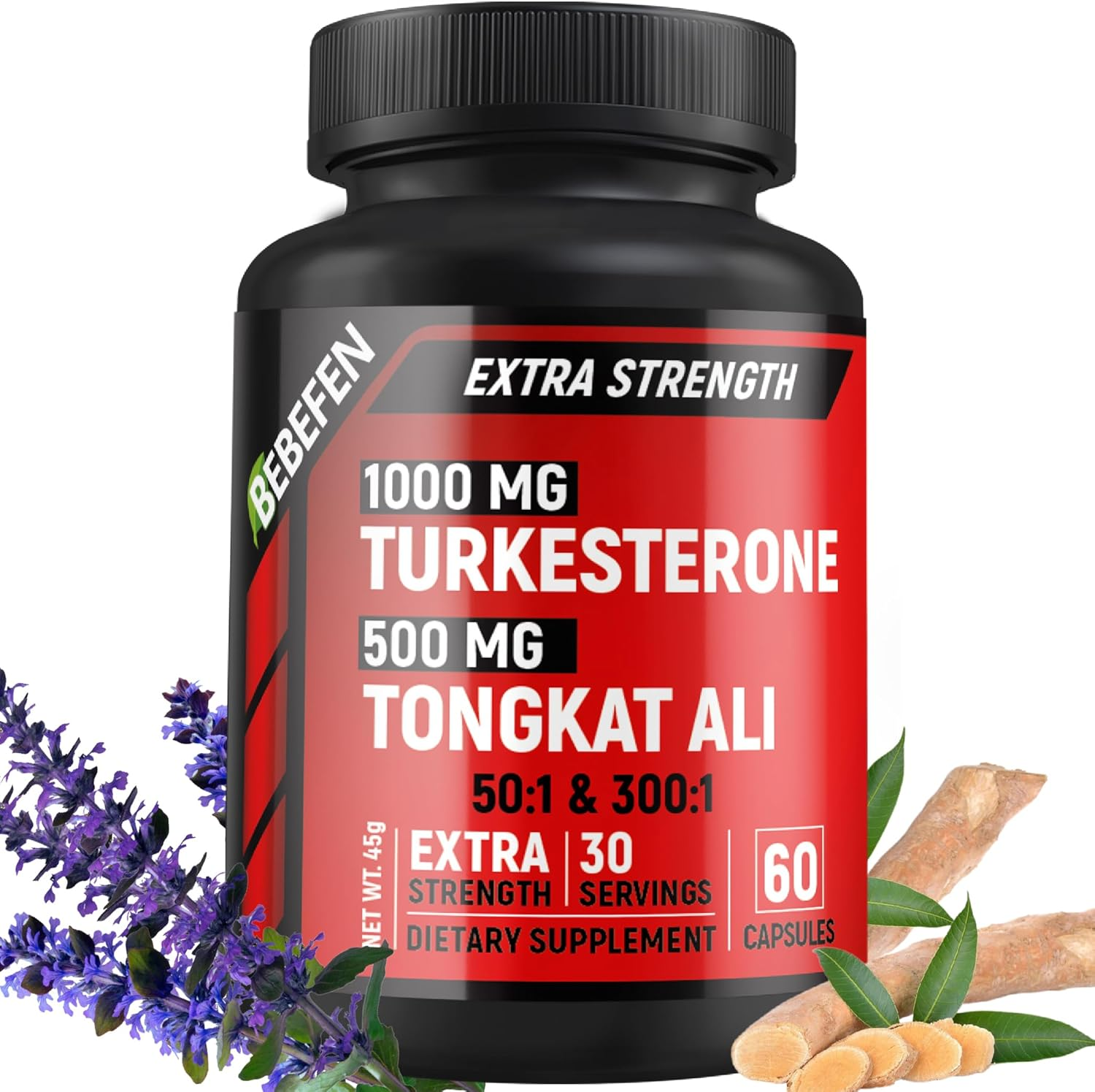 Turkesterone 1000Mg and Tongkat Ali 500Mg Supplement - Max Purity - Tongkat Ali Extract and Turkesterone Supplement for Men - Zero Fillers - Non-Gmo (60 Capsules) image number 2