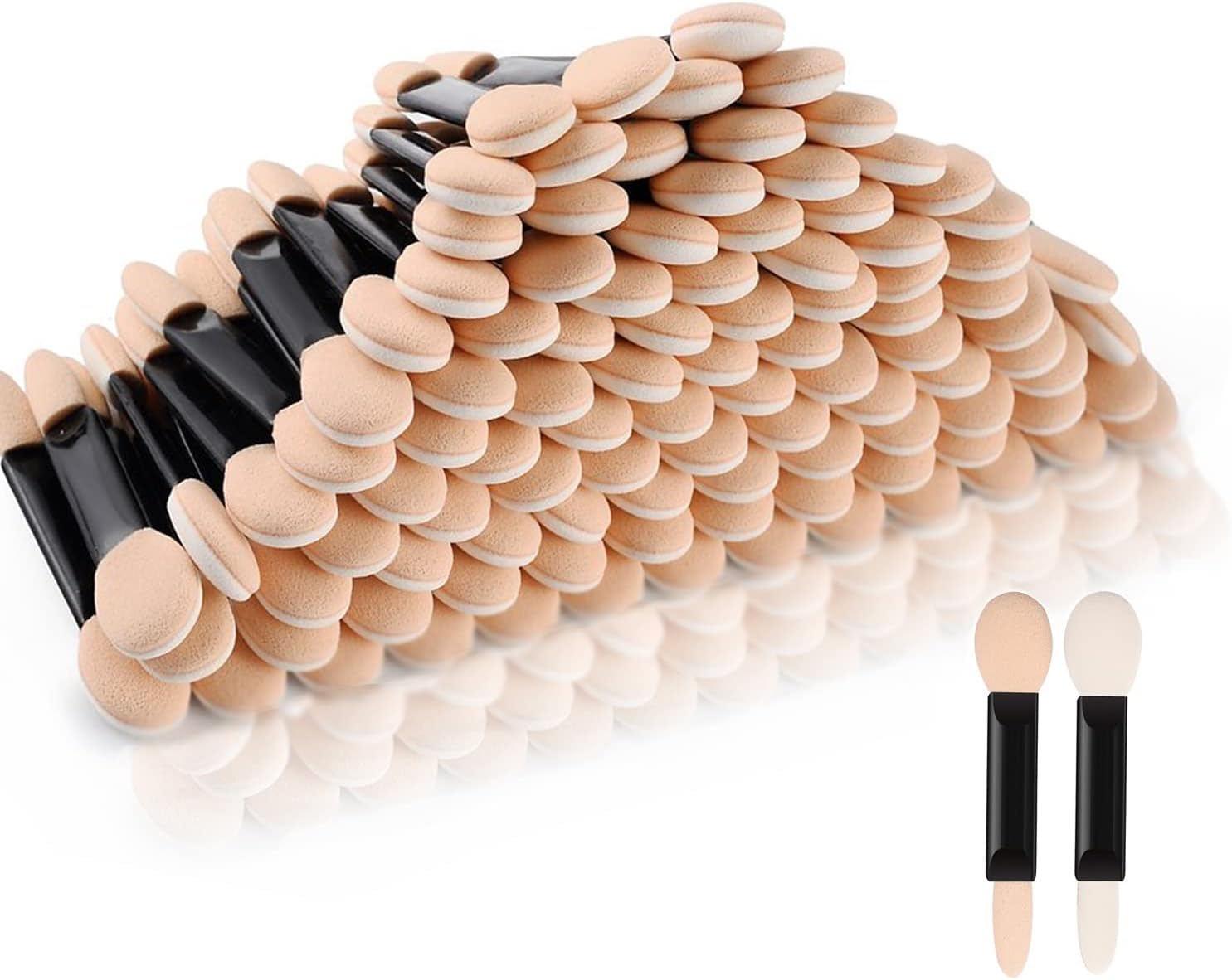 Deksias Disposable Dual Sided Eye Shadow Sponge Applicator Oval Tipped Eyeshadow Brushes Makeup Applicators (50PCS, Black)