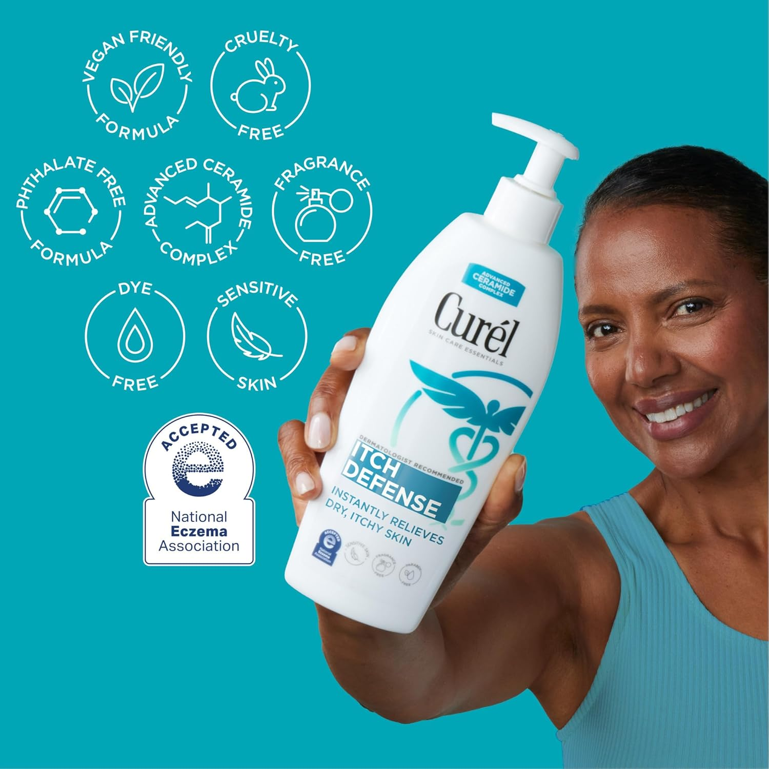 Curel Itch Defense Calming Body Lotion, Moisturizer for Dry, Itchy Skin, Body and Hand Lotion, with Advanced Ceramide Complex, Pro-Vitamin B5, Shea Butter, 20 Oz