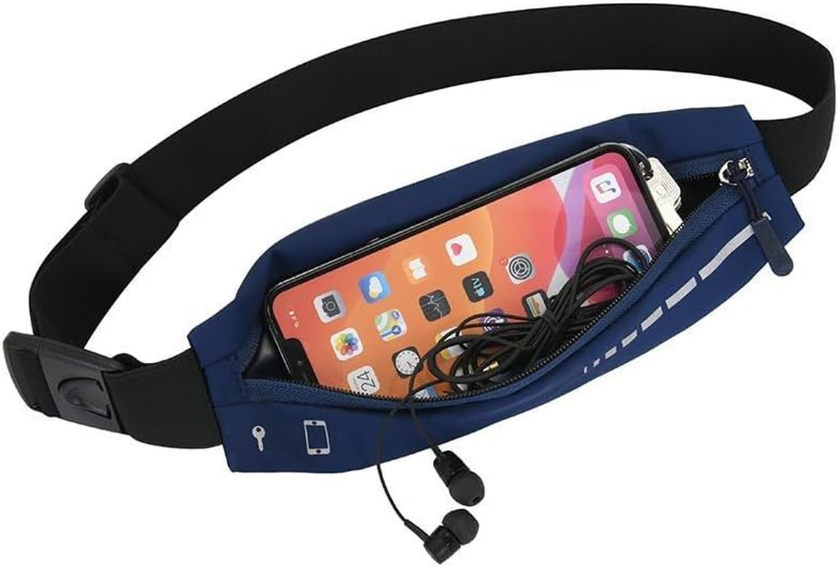 Slim Running Belt for Women Men, Water Resistant Runners Fanny Pack, Adjustable Waist Pouch, Reflective, Pink