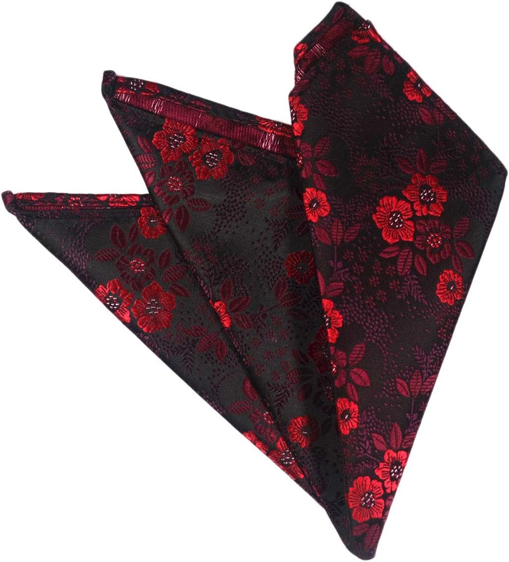 Men'S 8Cm Paisley Floral Jacquard Silk Tie Necktie Formal Wedding Hanky Cufflinks Set Ac8835 - C02 Navy Burgundy image number 7