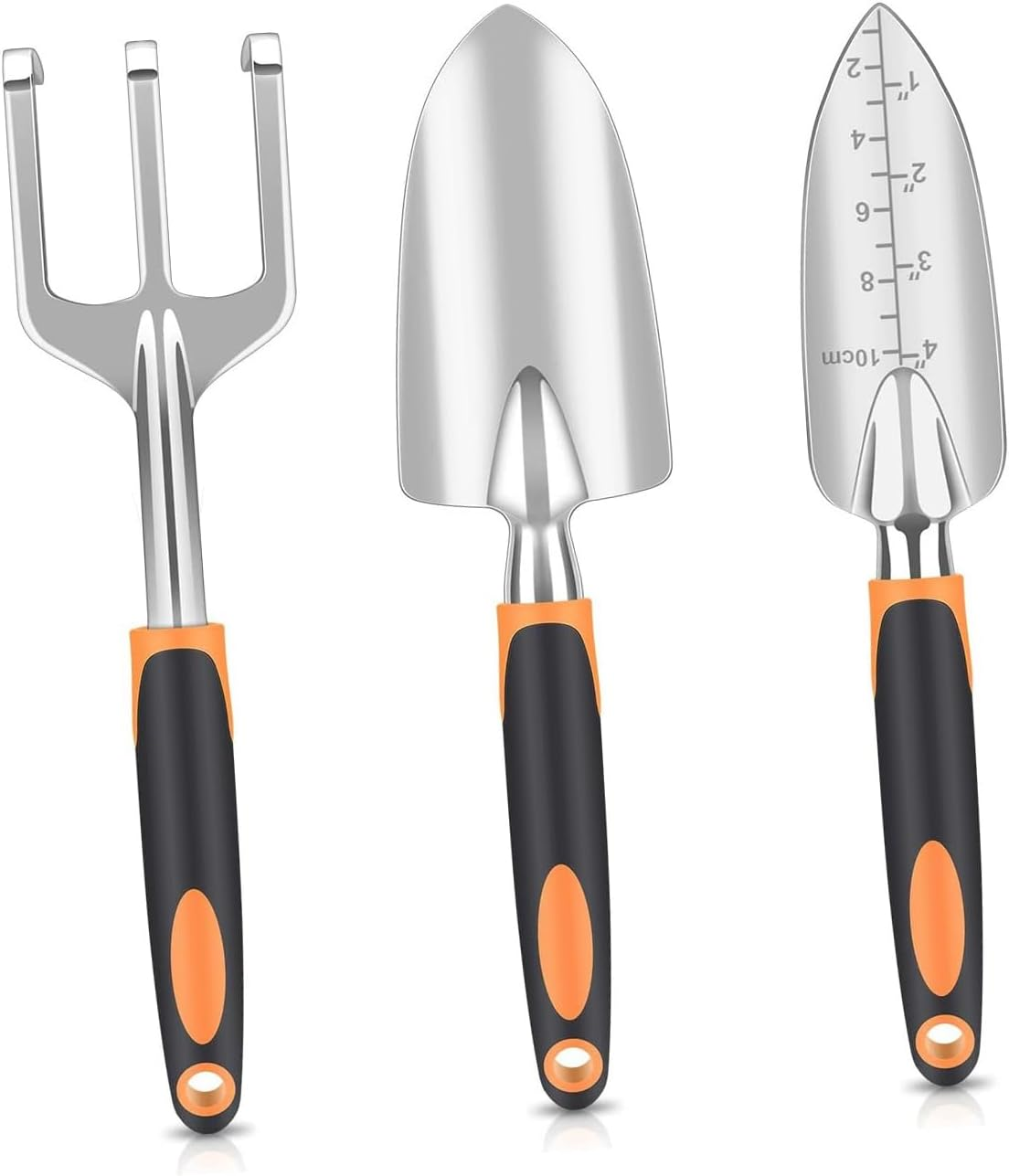 WEZCHUGHAOL 3-Pack Garden Tool Set - Heavy Duty Stainless Steel Gardening Shovel, Digging Trowel & Wide Hand Shovel with Ergonomic Handle for Planting, Weeding, [Orange] image number 4
