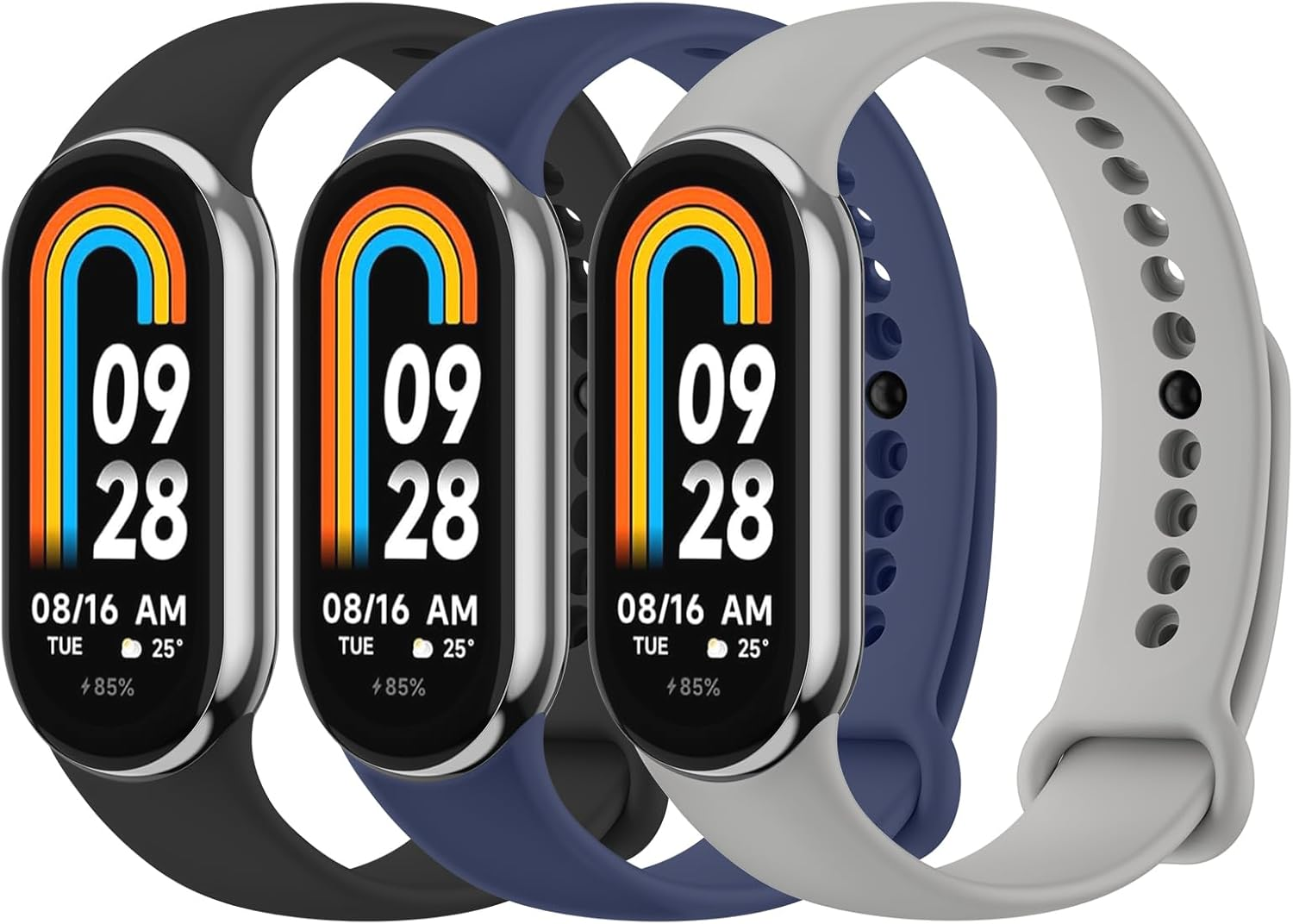 [3 Pack] Sport Straps for Xiaomi Smart Band 10/Smart Band 9 Women Men, Soft Comfortable Adjustable Replacement Sport Wriststrap for Xiaomi Mi Bands 8/9/10