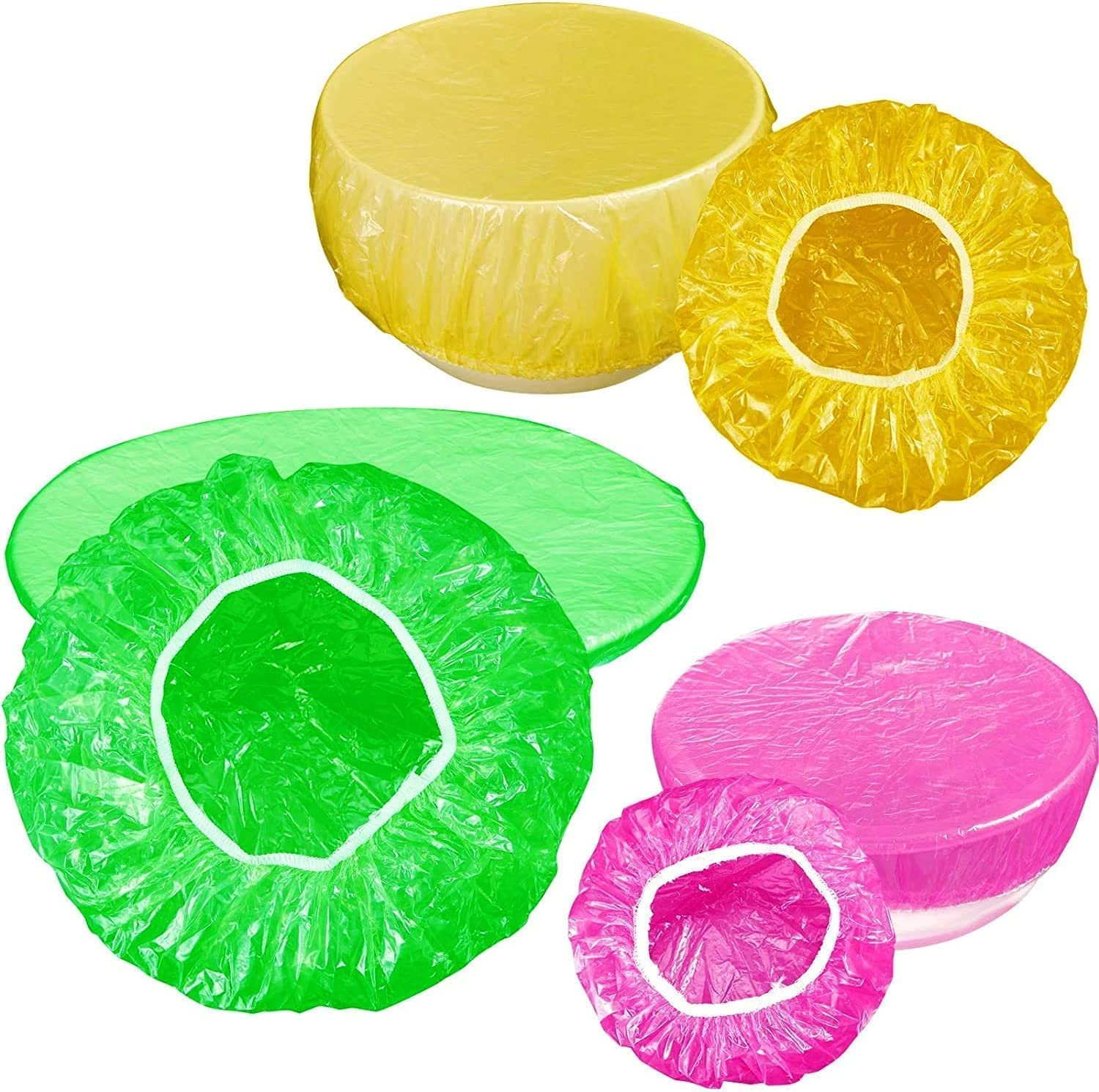 90 Pcs Reusable Colorful Elastic Food Covers, 5.9"/8.27"/10.63" Food Storage Covers Plastic Bowl Covers for Home, School, Office, Party, Festival, Picnic image number 1