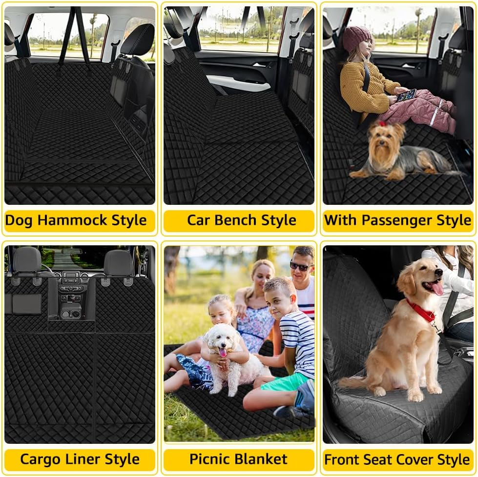 Vailge 6 in 1 Dog Car Seat Cover for Back Seat, 60/40 Split 100% Waterproof Dog Car Seat Covers with Mesh Window, Scratch Prevent Antinslip Dog Car Hammock, Standard image number 5