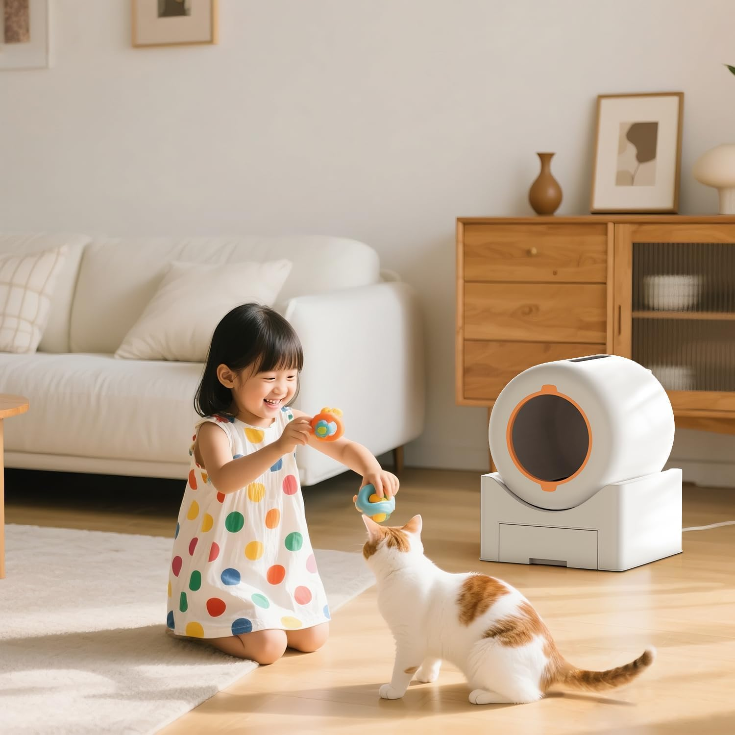 PANTREE Self Cleaning Cat Litter Box, 65L Large Automatic Smart Litter Box for Multiple Cats, App Control & Safety Sensors, Odor-Free Electric Kitty Toilet with Mat & Waste Liners (White) - Garbage Bag image number 6