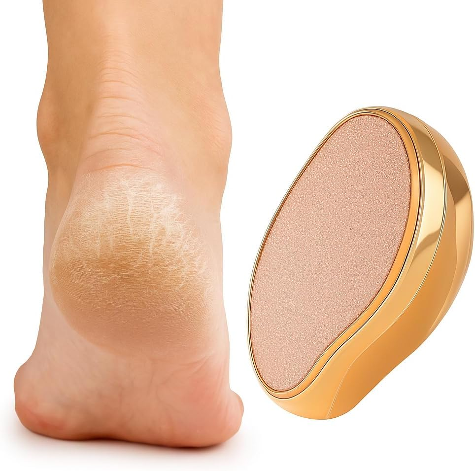 HINA Lux Nano Glass Foot File & Callus Remover &ndash; Portable Pedicure Tool for Cracked Heels, Smooth Feet & Hair Removal &ndash; Wet & Dry Use, Ergonomic, Travel-Friendly &ndash; Champagne Gold image number 1