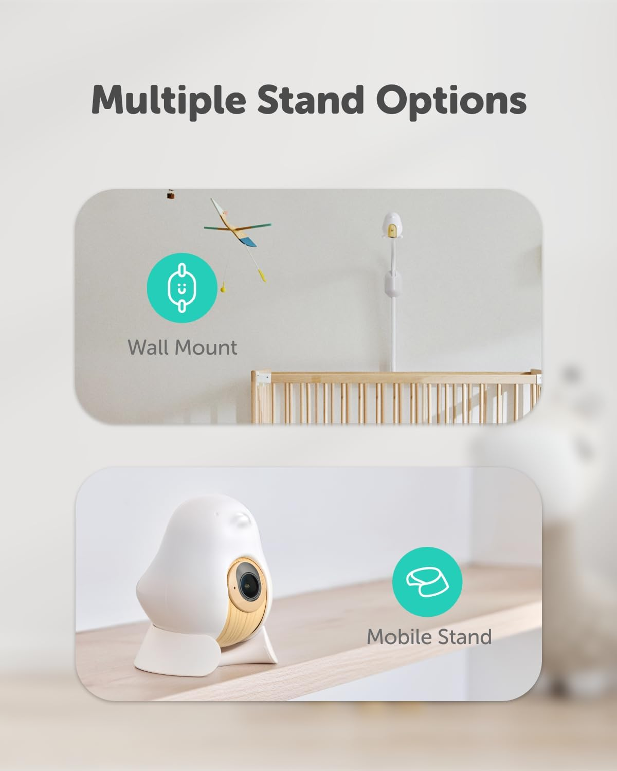 Cuboai Smart Baby Monitor 3 with Wall Mount, 2.5K QHD Night Vision Wifi Camera, 2-Way Audio, Temperature & Humidity Sensor, Cry Detection, Sleep Safety Alerts for Covered Face, App Control image number 1