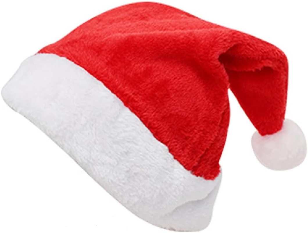 Santa Hats with White Cuffs Large Christmas Hats Short Plush Christmas Costume Hats for Xmas Party Supplies - Black image number 2