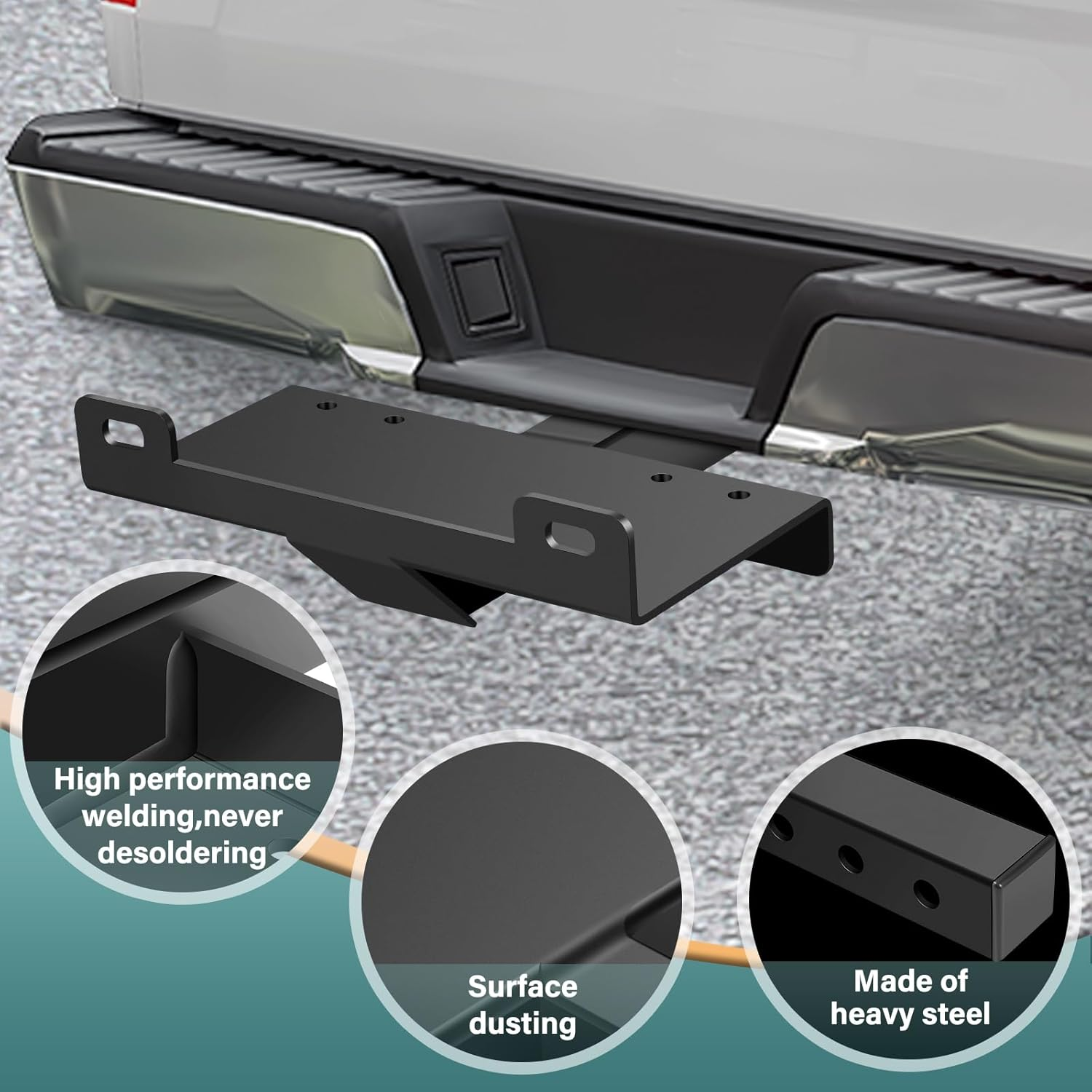 Winch Hitch Cradle Mount Plate, Dack Universal Receiver 10 X 4 1/2 Winch Mounting with 2''Receiver Hitch for Recovery Winches Heavy-Duty 15000Lbs Capacity for ATV UTV Truck image number 5