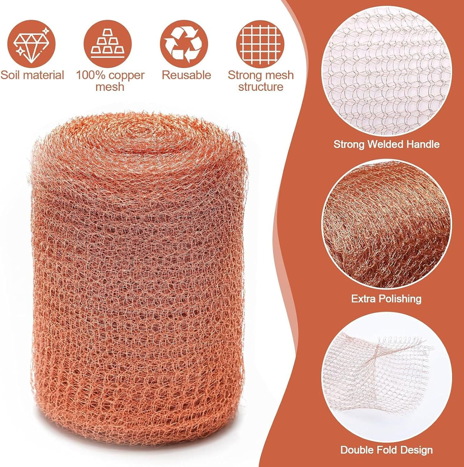 5Inch 20 FT Knitted Copper Mesh Roll 100% Pure Copper Rodent & Pest Blocker for Rats, Mice, Birds, Snails DIY Home Garden Gap Filler, Bat & Mouse Proof Barrier image number 4