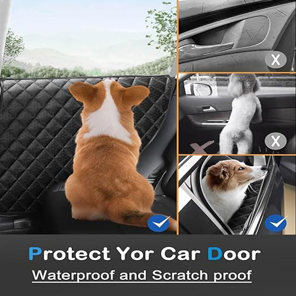 1 Pair Waterproof and Anti-Slip Car Door Protector for Dogs, Scratch Guard Pet Car Accessories for Vehicle, Black Oxford and PP, Dog Car Window Protector to Prevent Scratching