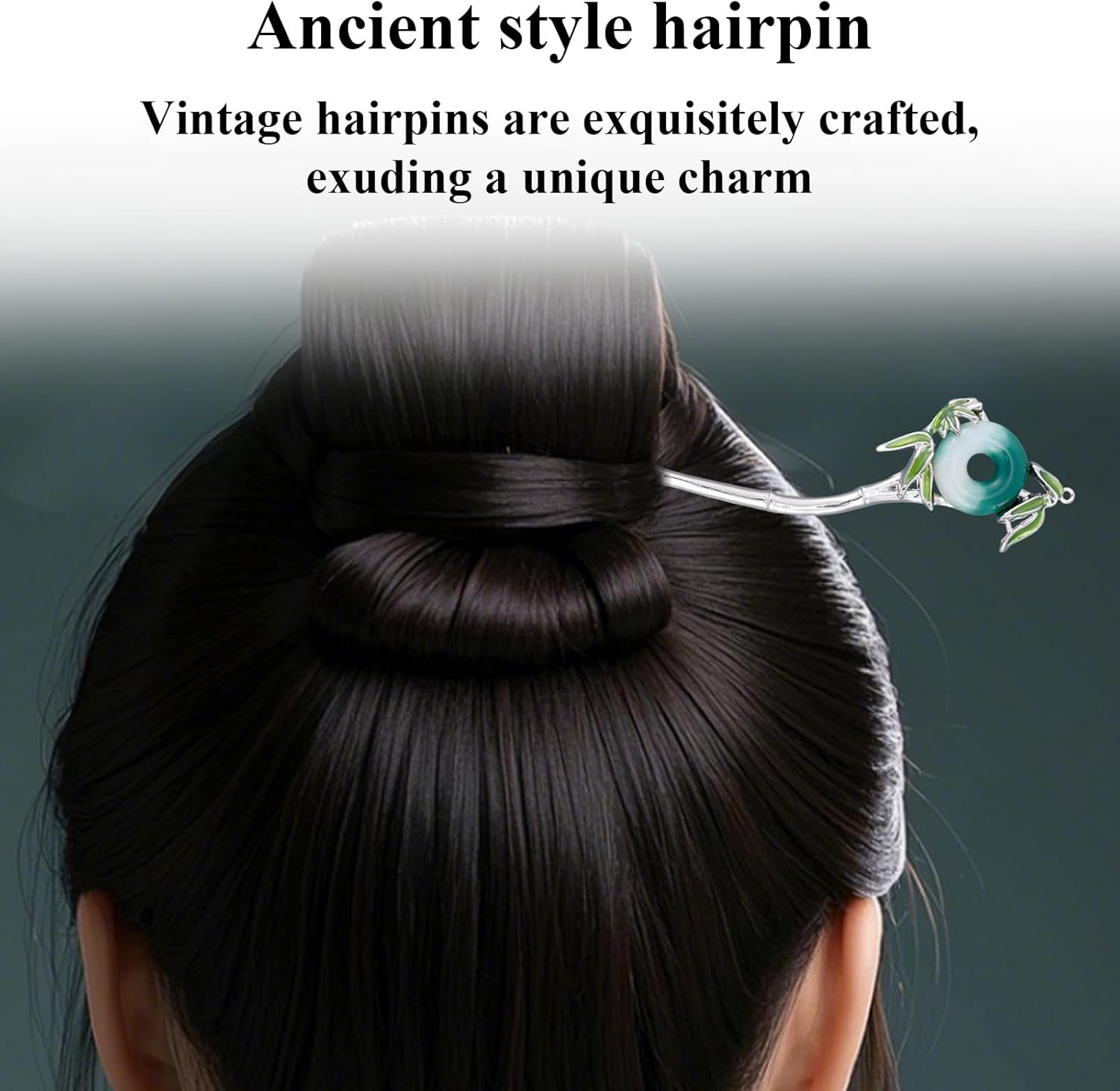 Mikovivi 10 Pcs Chinese Hair Sticks, Silver Metal Hanfu Decorative Hair Pins Snake Butterfly Flower Jade Stone Vintage Hair Chopsticks Elegant Asian Japanese Hairstyles Accessories for Women image number 4
