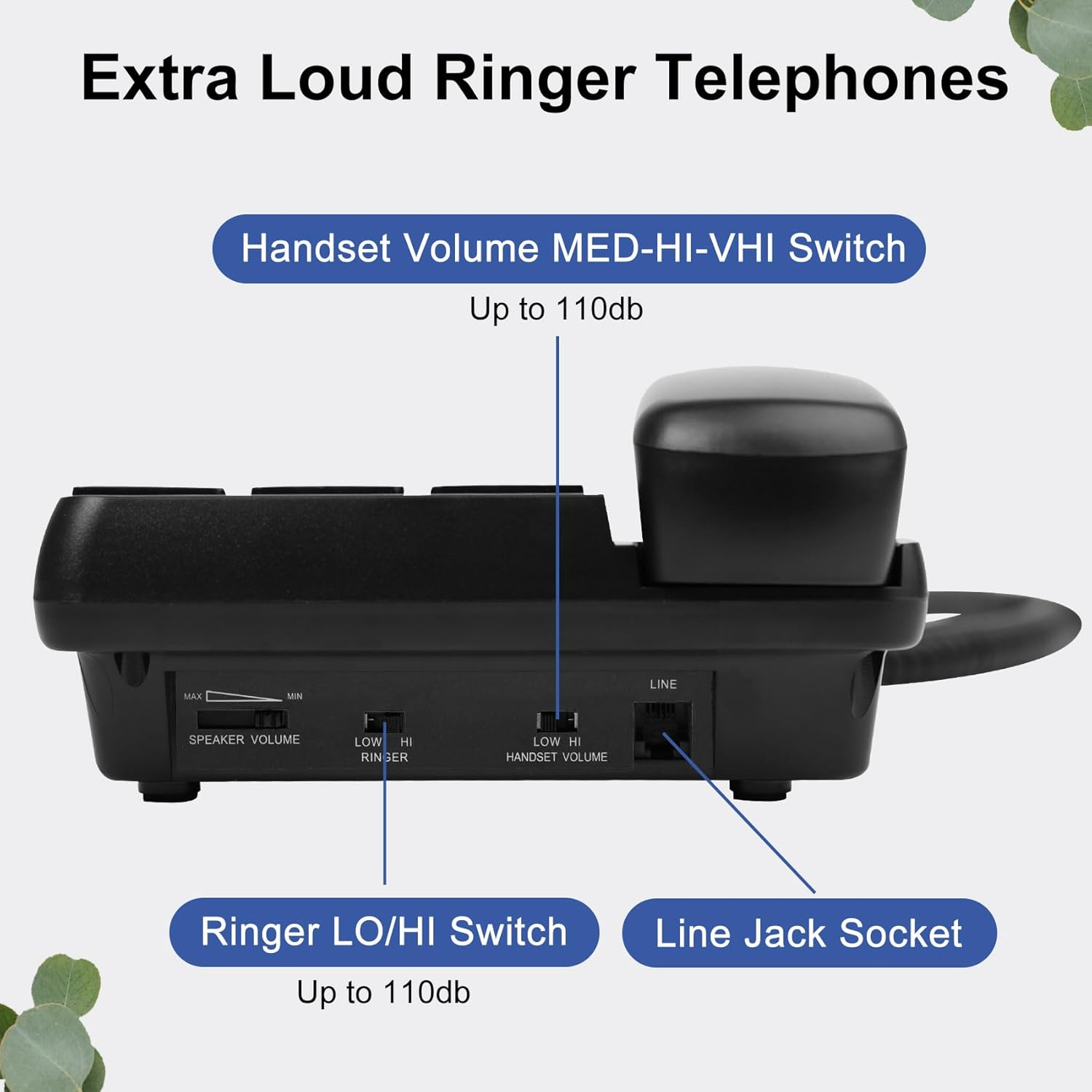 Landline Phone for Hard of Hearing, Phone for Seniors Compatible Hearing Aid, Big Button Phone with Picture, One-Touch Dialing, Elderly Phone for Seniors, Dementia, Alzheimer'S, Hearing Impaired